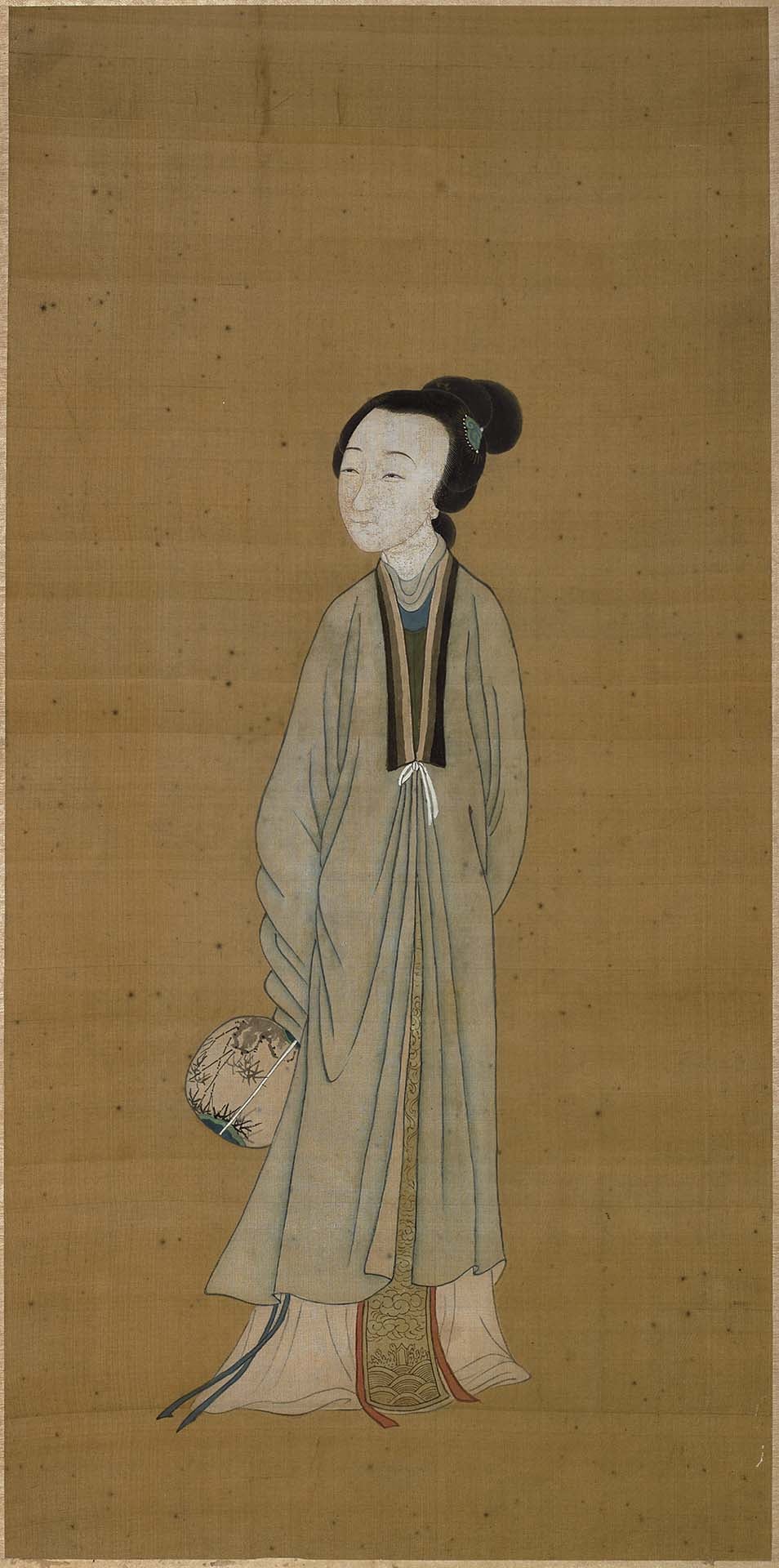 圖6 清〈仕女像〉，絹本水墨設色，74.9×34.3公分，美國哈恩藝術博物館藏。