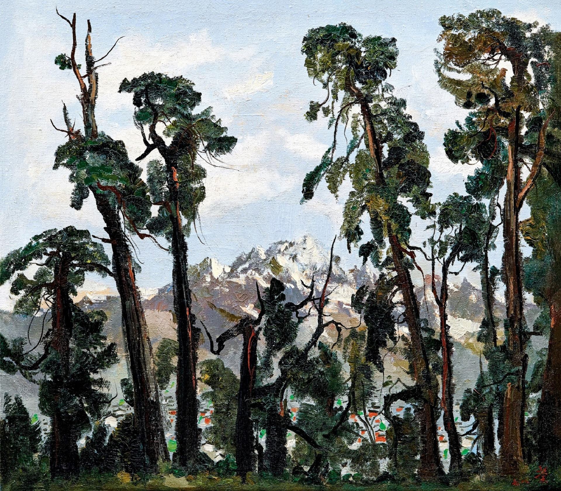 吳冠中，《玉龍雪山》，油彩 畫布，76 × 86 cm，1978。估價：HK$ 15,000,000 – 25,000,000（中國嘉德香港提供）
