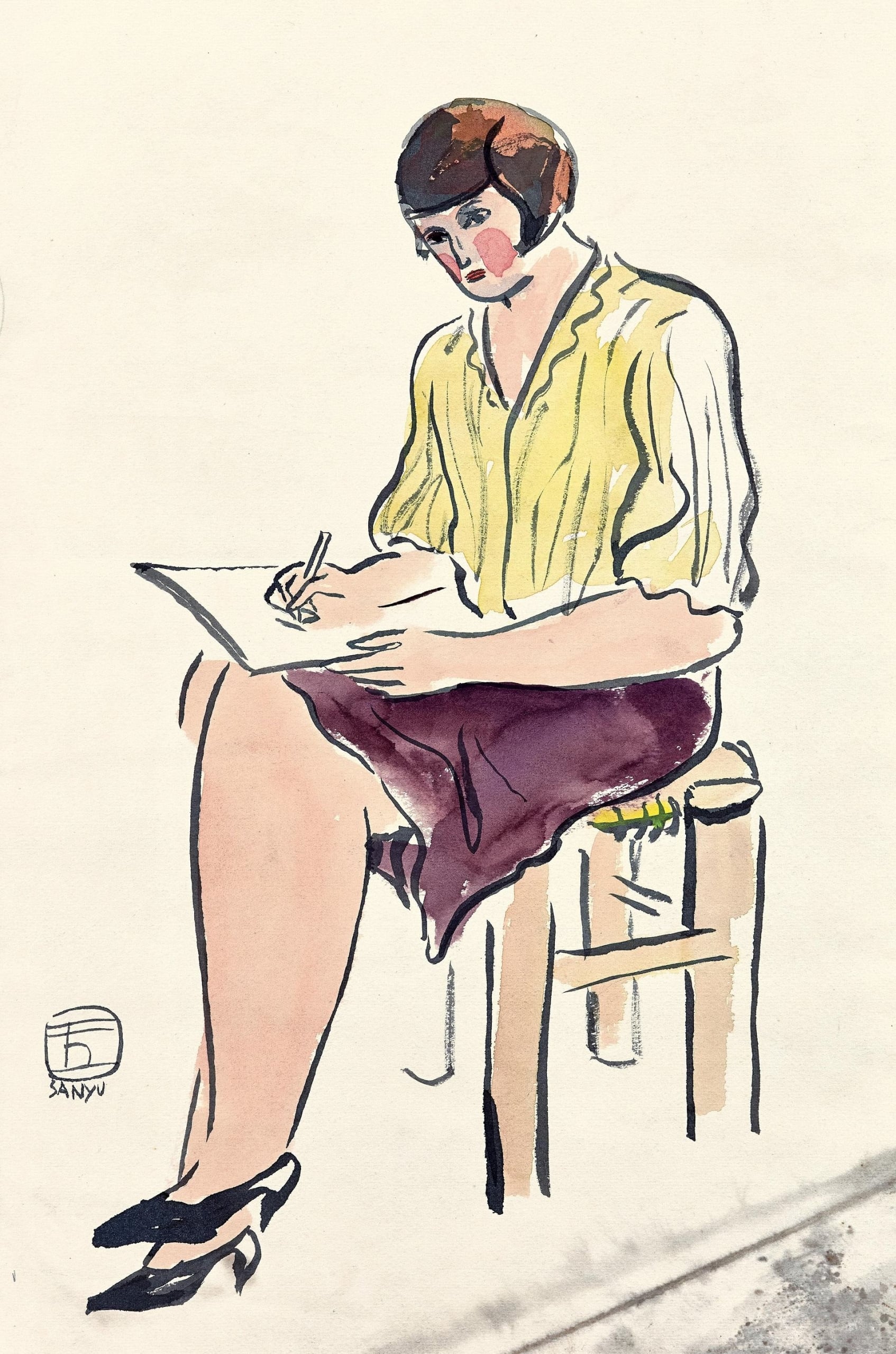 常玉《紫裙女士》以150萬港元成交。(中國嘉德香港提供)