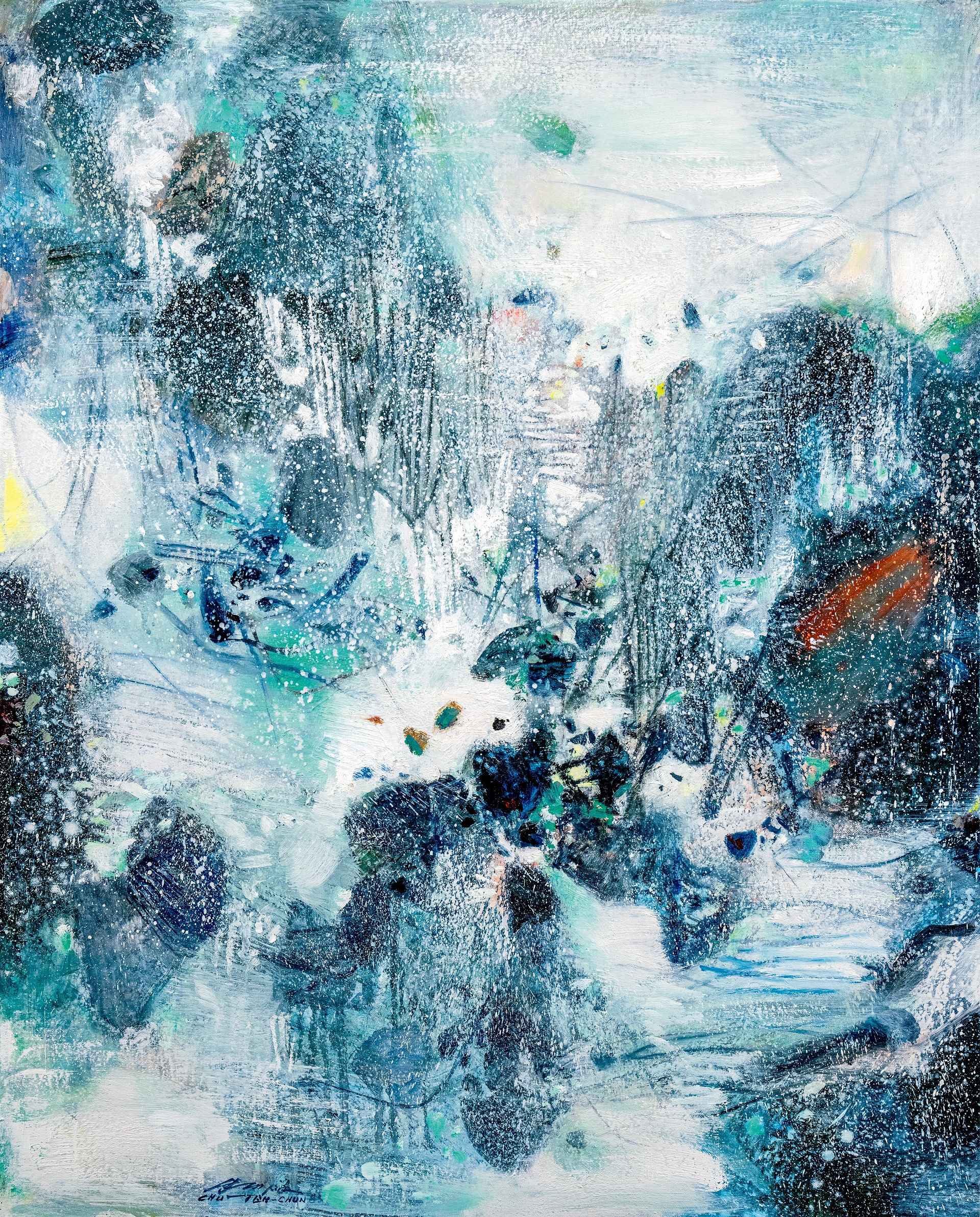 朱德群，《冬之組合》，油彩 畫布，81 × 65 cm，1985。估價：HK$ 9,000,000 – 15,000,000（中國嘉德香港提供）