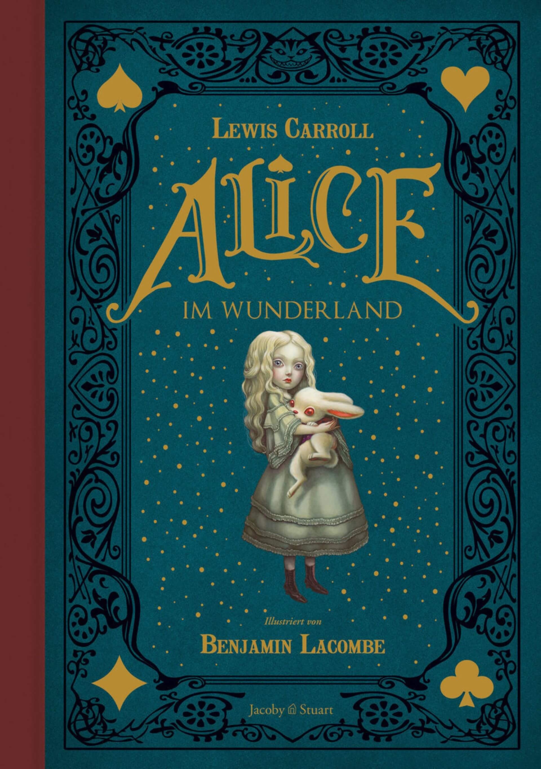 法國插畫家班傑明．拉孔（Benjamin Lacombe）維持著他一貫詭譎唯美的哥德風路線，筆下大眼圓臉造型的愛麗絲，幾乎成了目前最常見的另類形象。《愛麗絲夢遊仙境》書封，2010年法國出版。（©Benjamin Lacombe）
