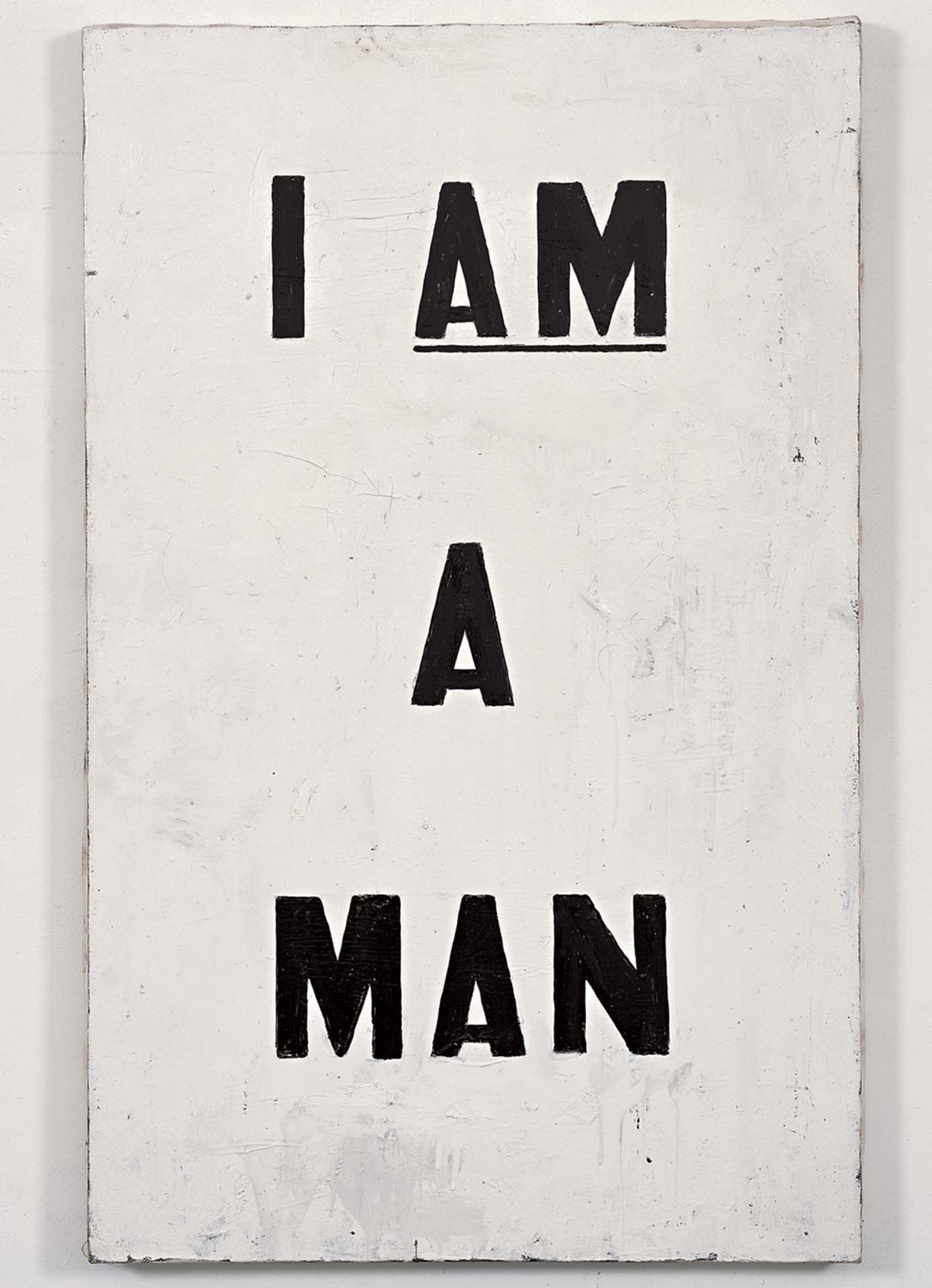 格蘭．里根，《無題》（我是一個男人），Oil and enamel on canvas，101.6×63.5 cm，1988。（Photographer Credit: Ronald Amstutz © Glenn Ligon; Court…