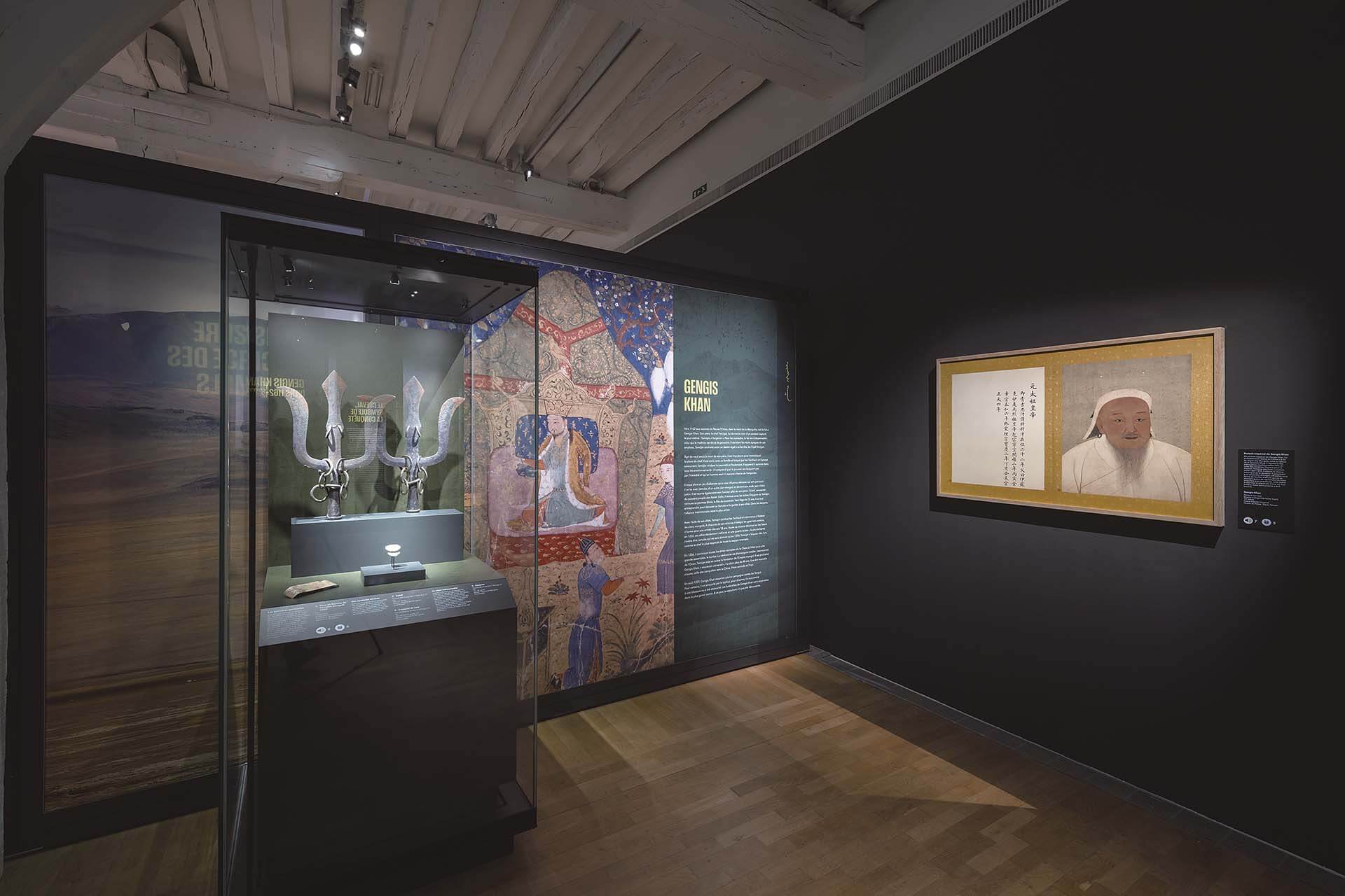 展場「成吉思汗時期，帝國的誕生」單元。（法國南特歷史博物館提供）