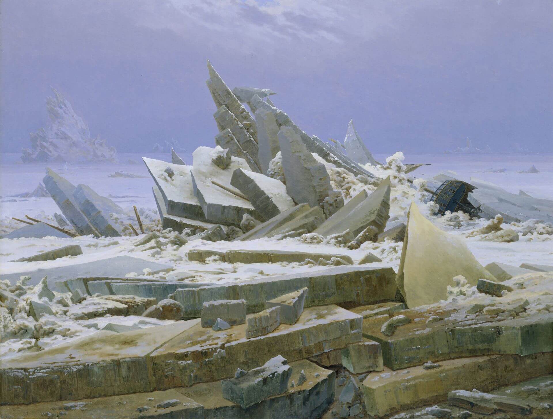 卡斯巴・大衛・佛烈德利赫（Caspar David Friedrich），《冰海》，1823-24，德國漢堡美術館藏。（© 漢堡美術館）