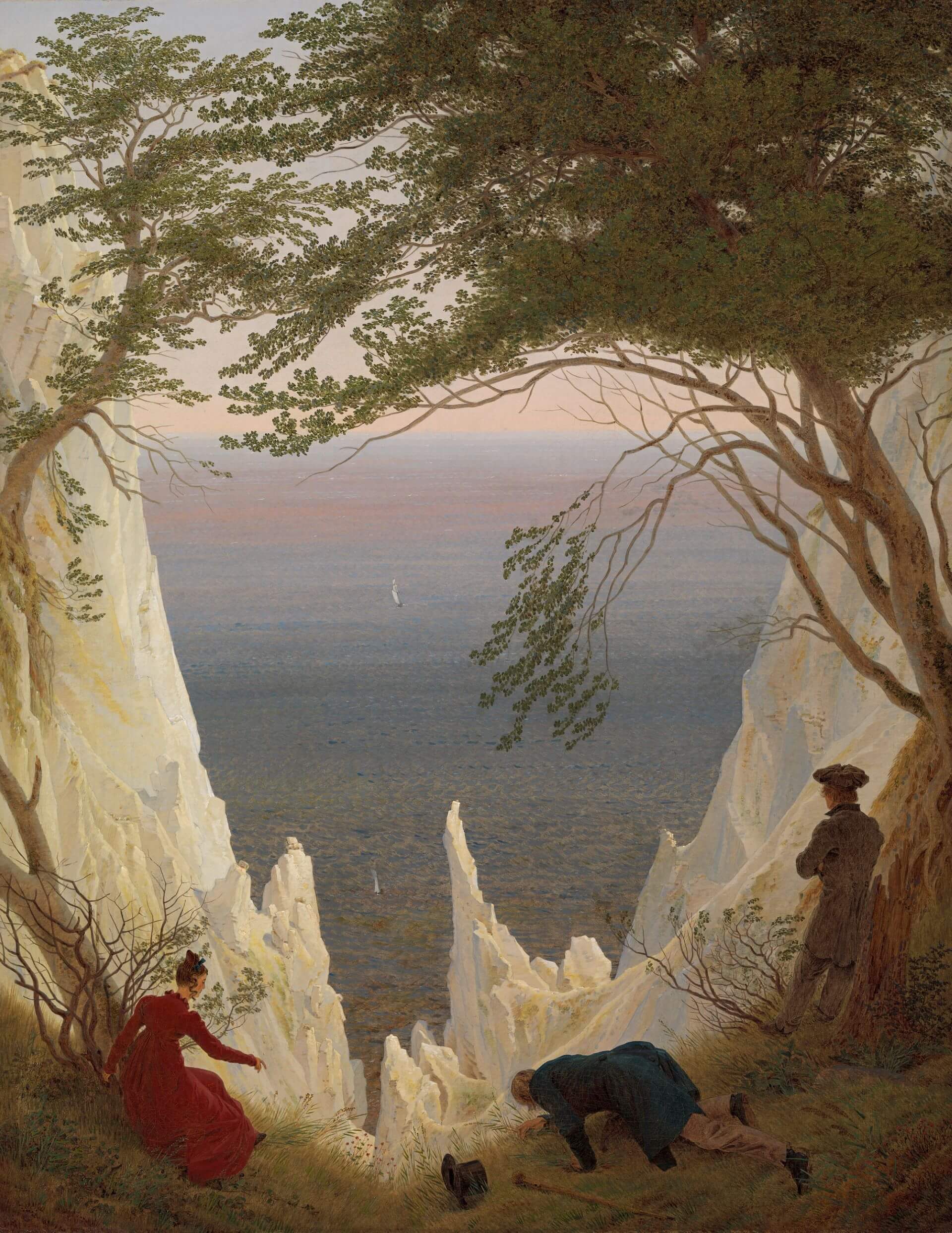 卡斯巴・大衛・佛烈德利赫（Caspar David Friedrich），《呂根島上的白堊岩》，1818，瑞士奧斯卡．瑞哈美術館（(Oskar Reinhart Museum）藏。（© 漢堡美術館）
