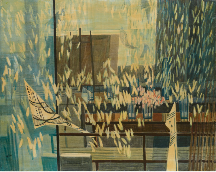 蕭如松，《Atelier（畫室）》，水彩、木板，110Ｘ135cm，1968。（宏葉藝術基金會提供）