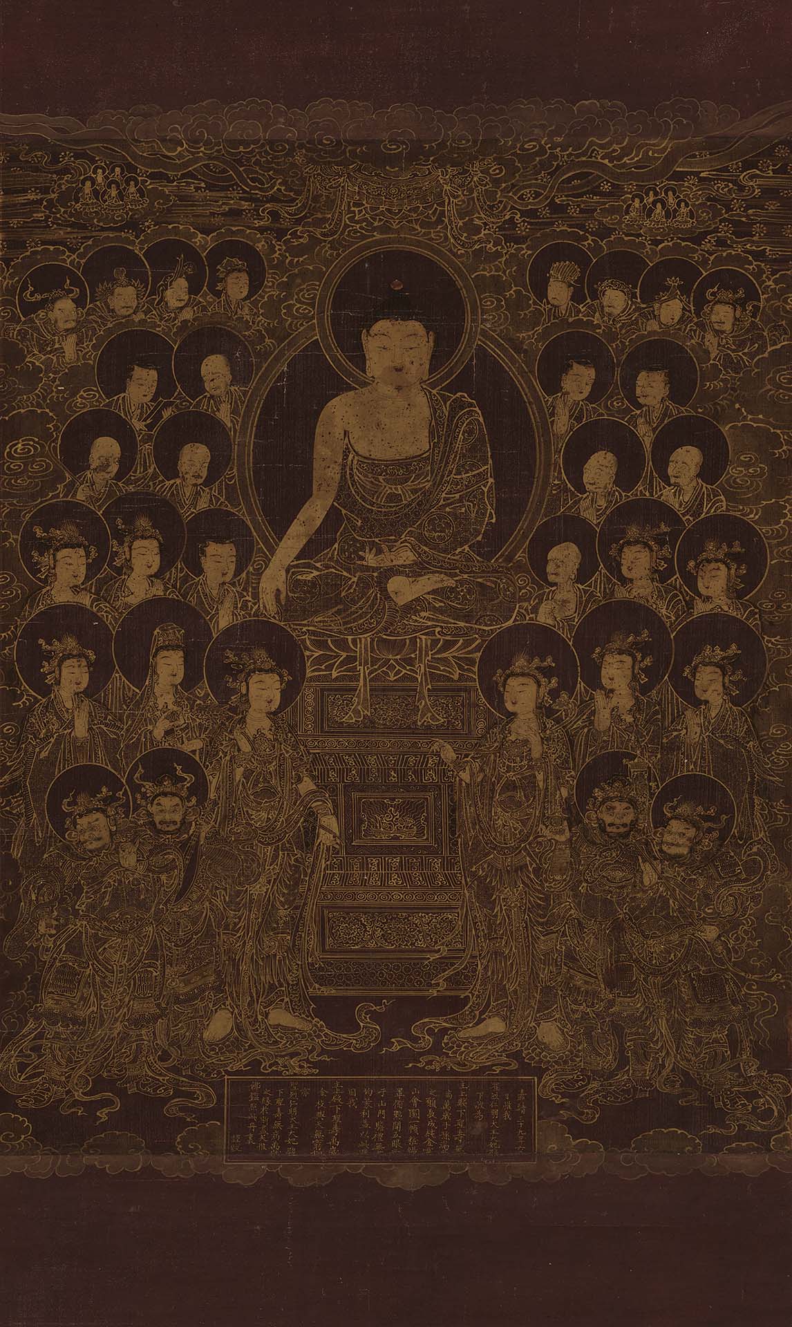 圖14 朝鮮時代1560年作〈靈山會圖〉，絹本金彩，101.6×60.3公分，私人收藏。