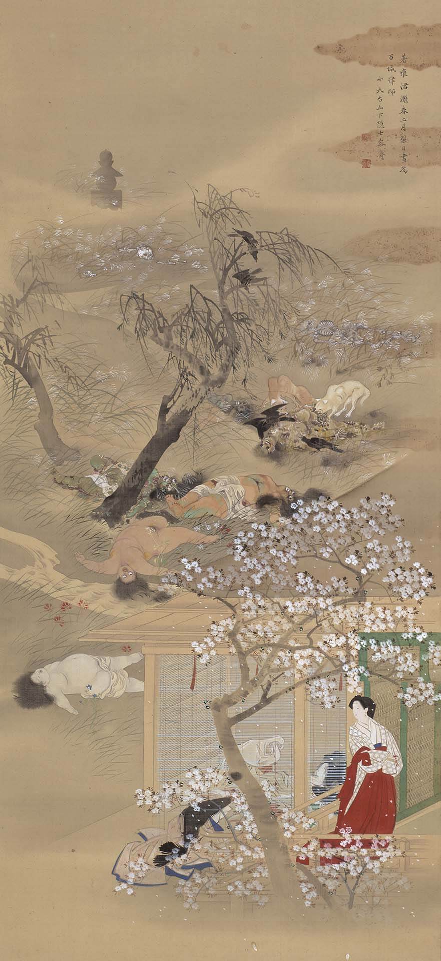 圖5 江戶時代 菊池容斎1848年作〈九相圖〉，絹本水墨設色，116.5×53.7公分，美國波士頓美術館藏。