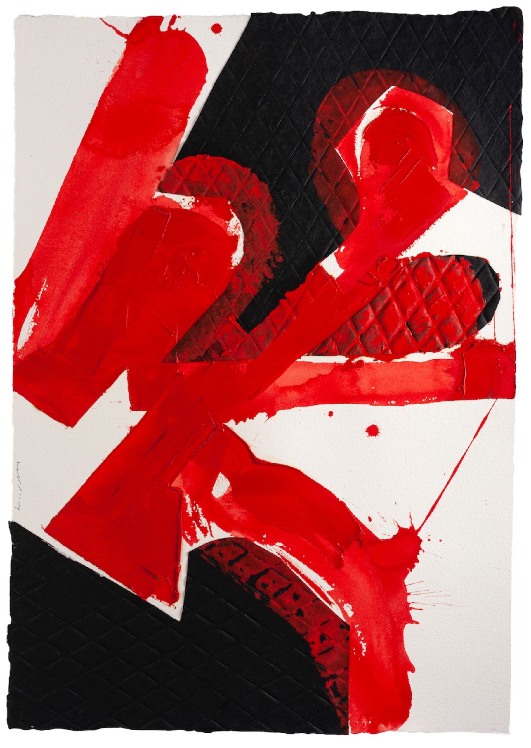 布魯諾．默因納德，《紅色建構》，水粉、紙本，105×76cm，2019（白卡藝廊提供）