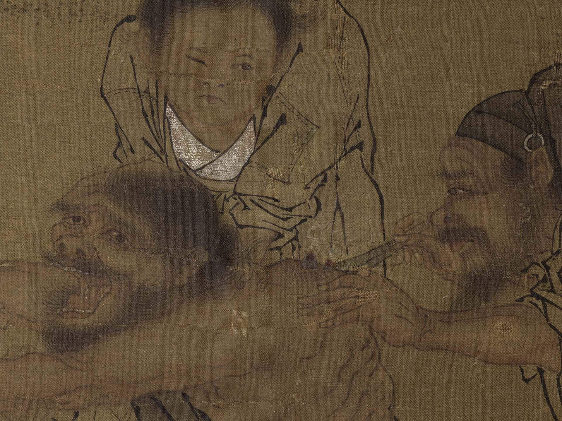 國寶 宋 李唐〈炙艾圖〉局部，絹本設色，68.8×58.7公分，國立故宮博物院藏。