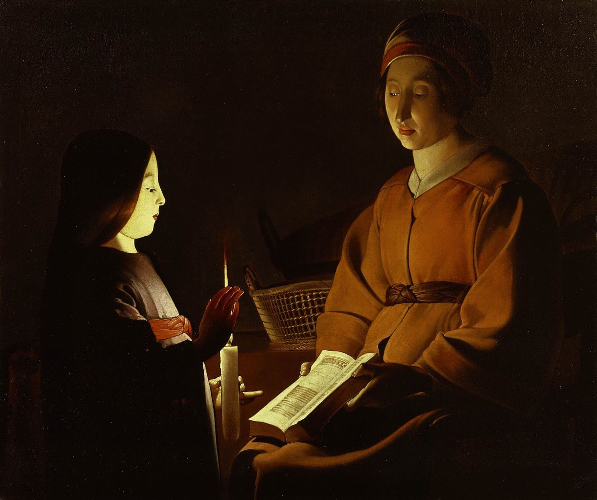 拉圖爾《聖母的教育》，1650，油畫帆布，84×100公分，New York Art Resources Consortium藏。（Public Domain）