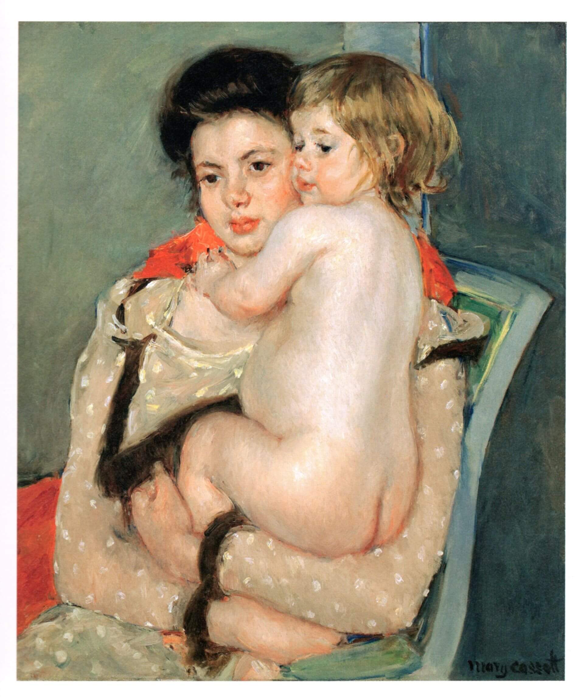 瑪麗．卡薩特《母與子》（Reine Lefebvre Holding a Nude Baby），1902-1903，油畫帆布，68.1×57.3公分，Worcester Art Museum。（Public Domain）