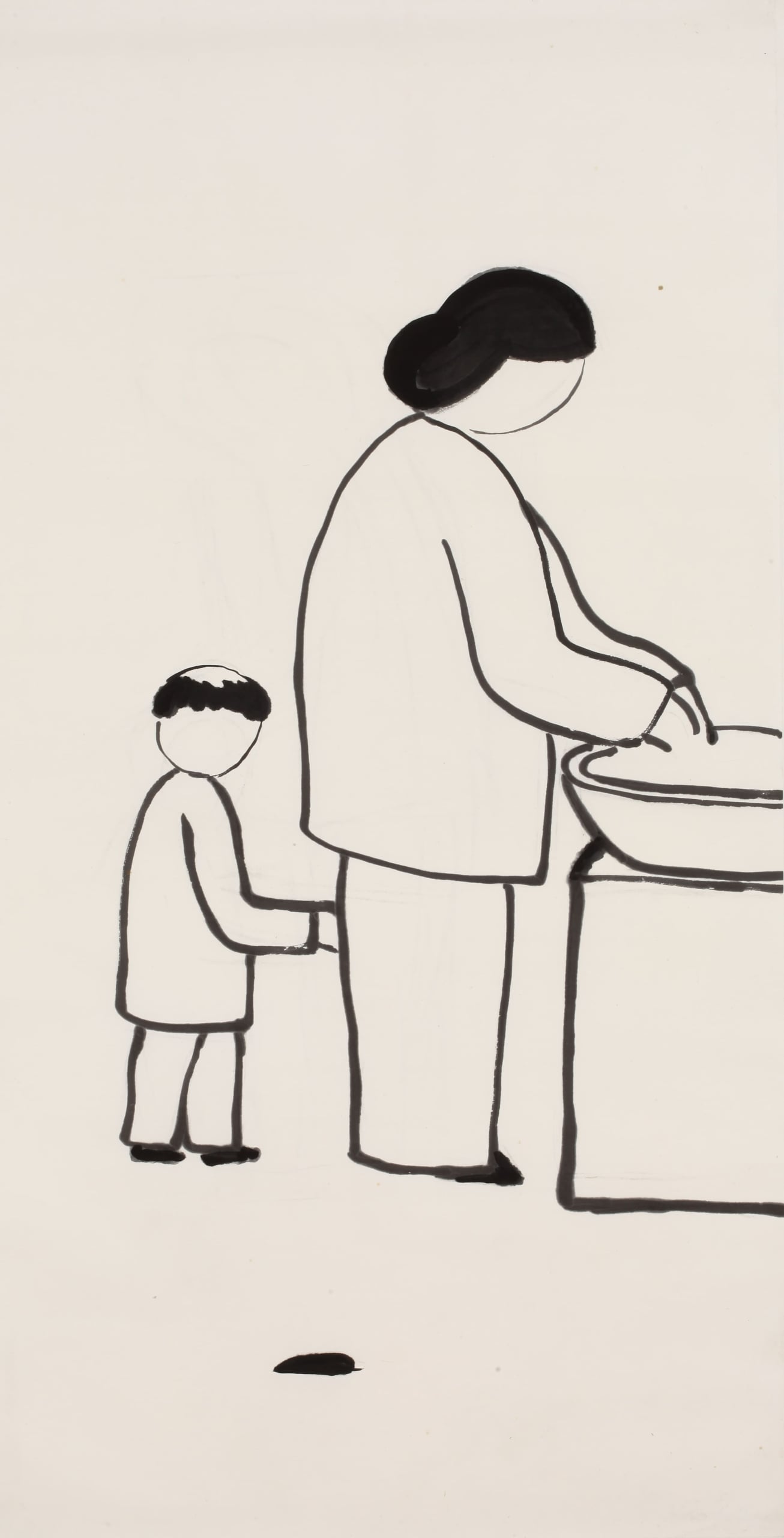 葉世強，《洗衣》，水墨紙本，136×70 cm，約1990。（漢雅軒提供）