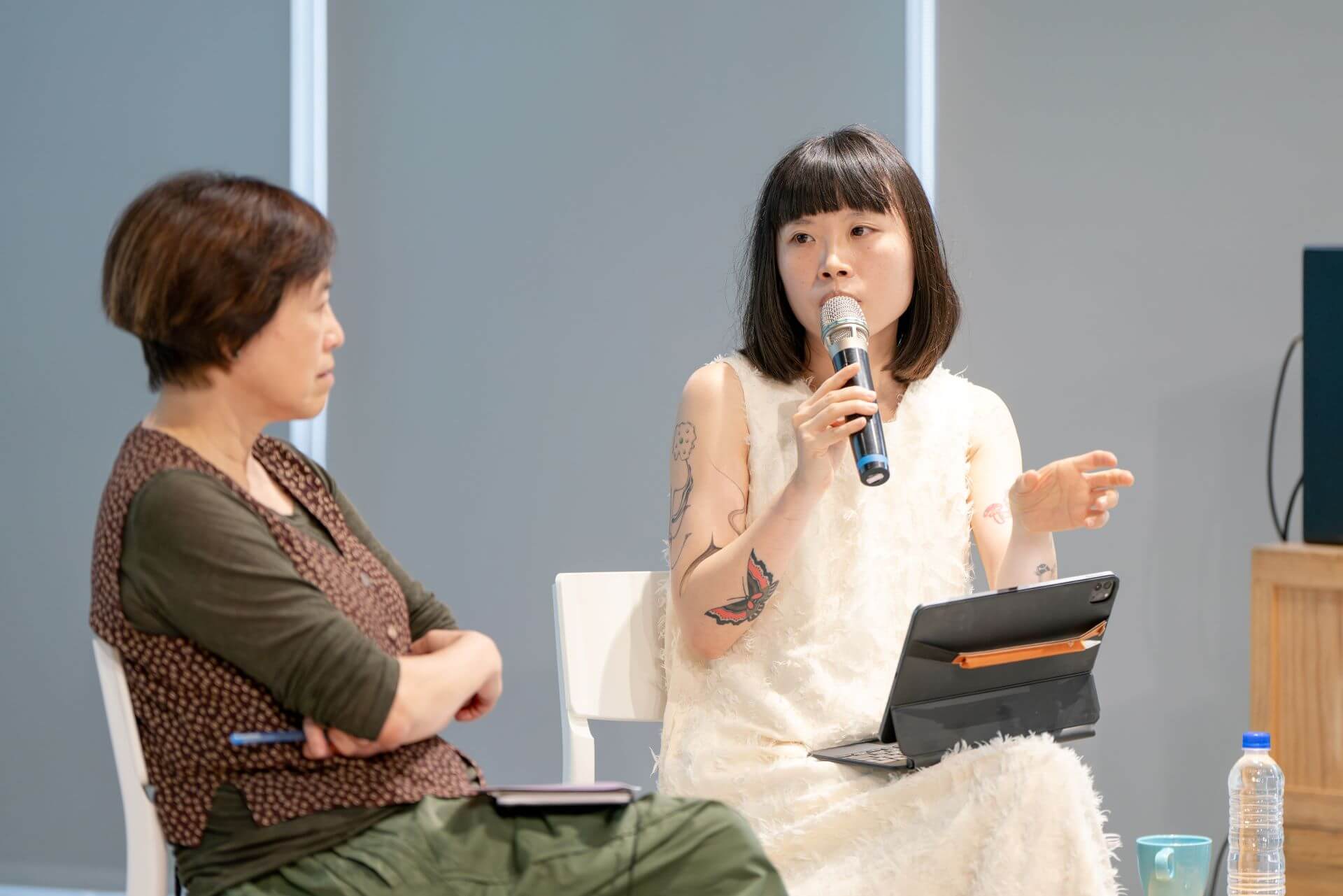 新北市美術館「2024穿越新北」5月4日首場講座活動現場，與談人張玉音。（新北市美術館提供）