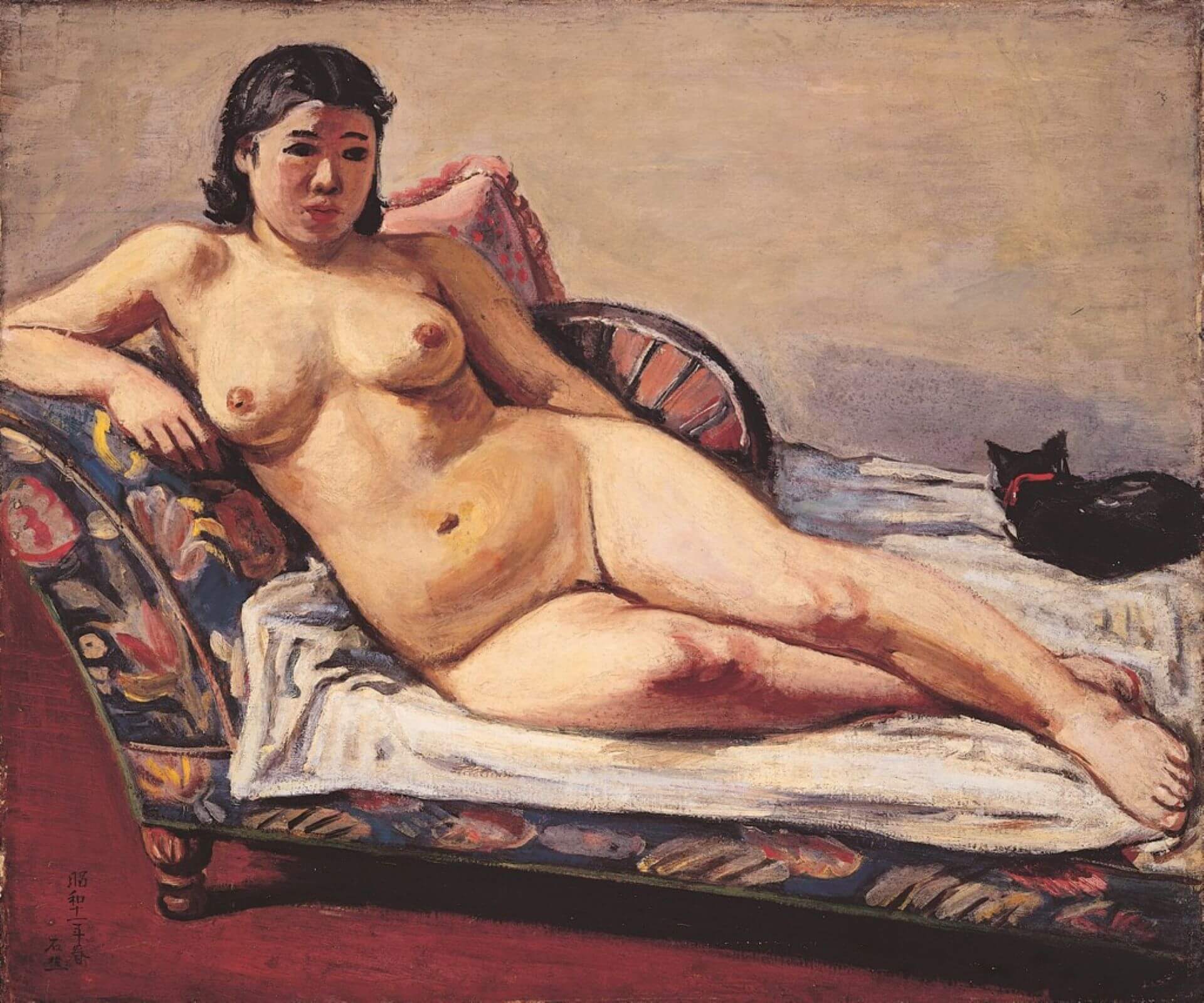 李石樵《橫臥裸婦》，1936，油彩畫布，60.5×72.5公分，李石樵美術館藏，第二回臺陽展。（李梅樹紀念館提供）