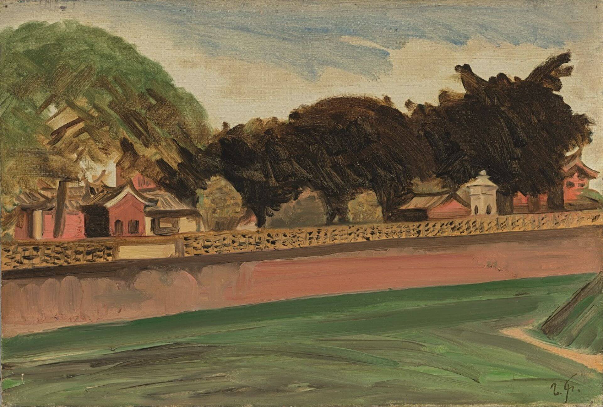 藤島武二,《臺灣風景》,1935,油彩、畫布,45×53公分。(國立台灣美術館提供)
