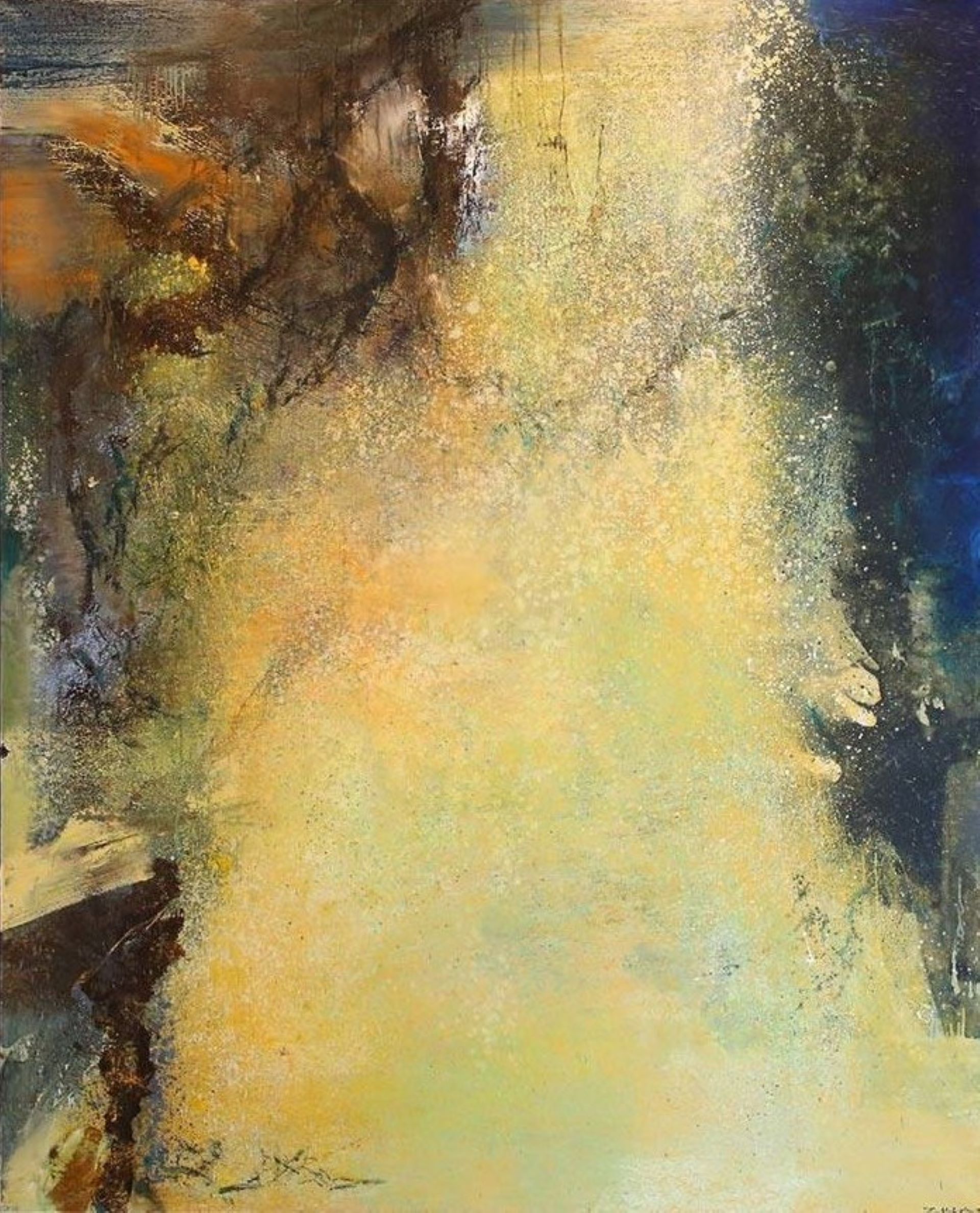 「富邦典藏展.觸動」展出趙無極1980年代作品,此時的趙無極以開放式構圖將繪畫回歸自然隨性,反映其經歷人生波折後,晚年心境恢復開朗、釋放自由無我的心靈狀態。(富邦美術館提供)