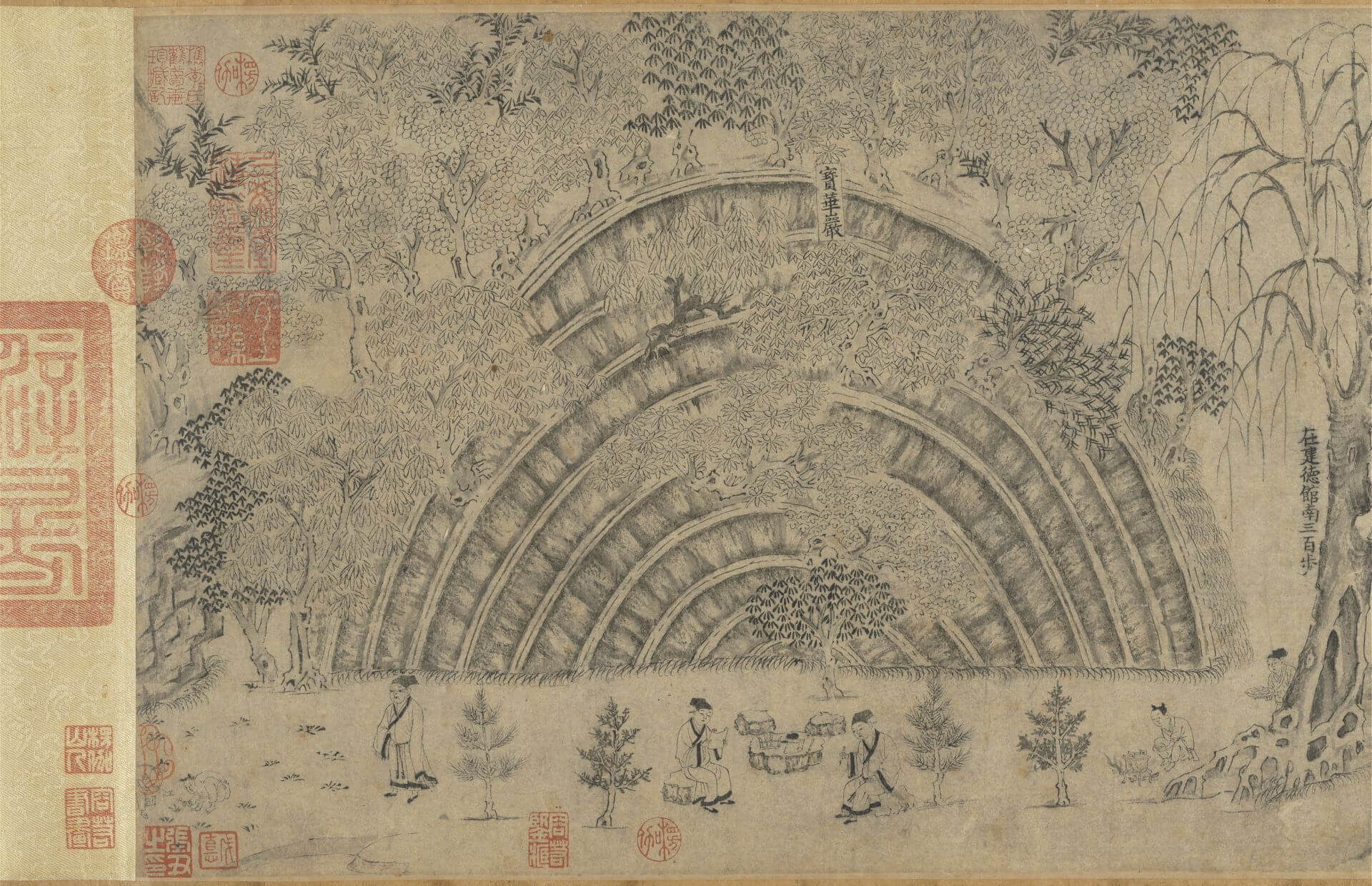 李公麟《山莊 圖》局部。(國立故宮博物院提供)