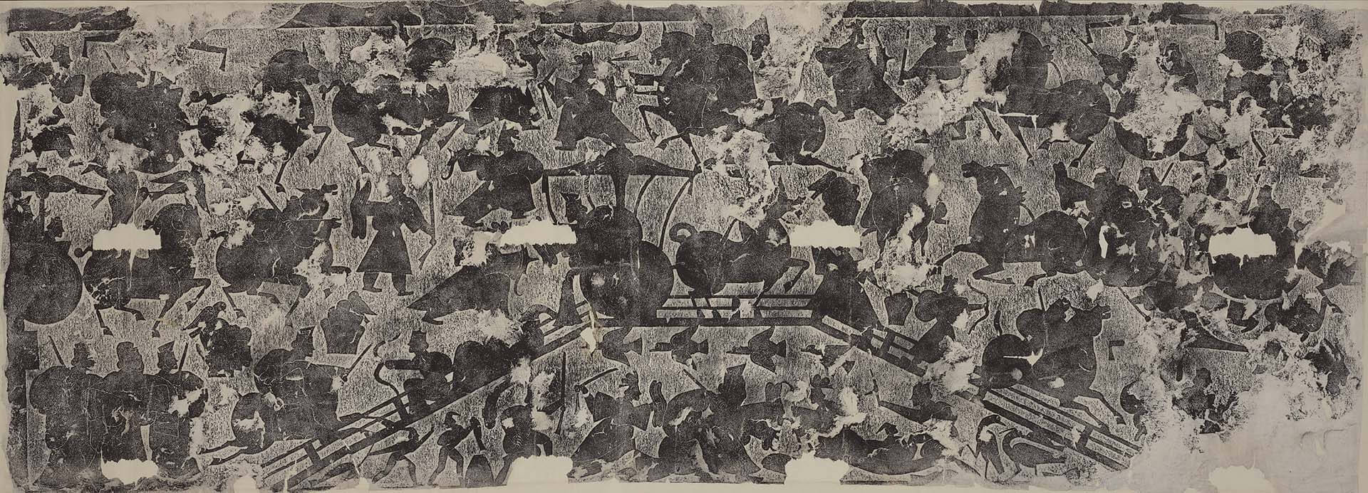 漢〈武氏祠畫像石刻拓片〉，紙本，78.7×279.5公分，國立故宮博物院藏。