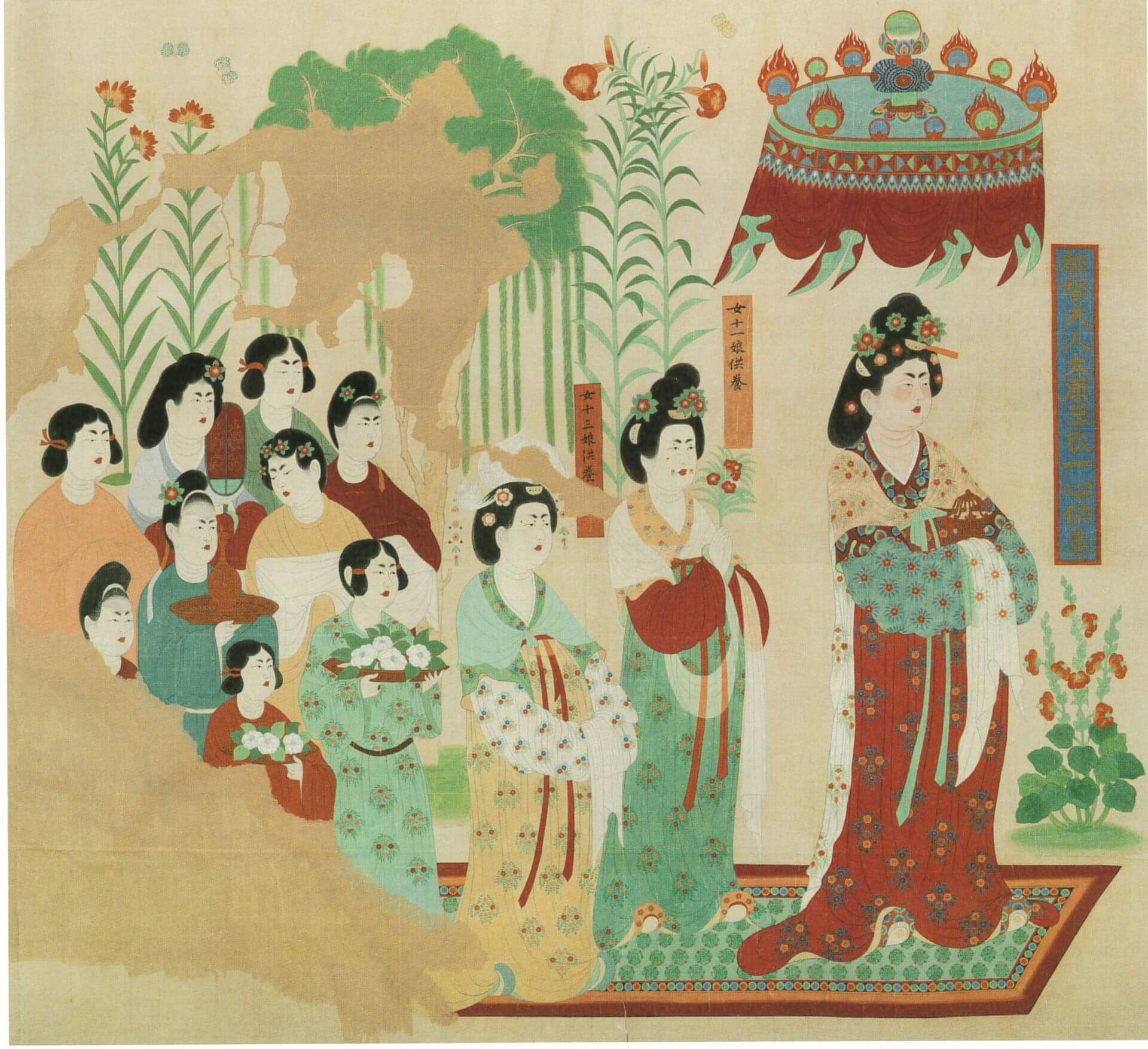 盛唐時期《都督夫人禮佛圖》臨本出自莫高窟130窟甬道，由前敦煌研究院院長段文傑於1950年代復原。（攝影／朱佑霖）
