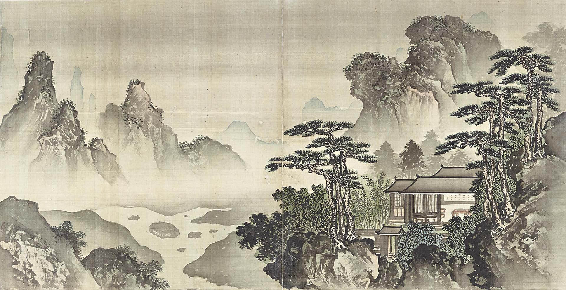 圖8 明 （傳）夏芷《靈陽十景圖冊》，絹本水墨淡彩，各27.5×54公分，橋本末吉舊藏，橋本太乙捐贈，東京國立博物館藏。