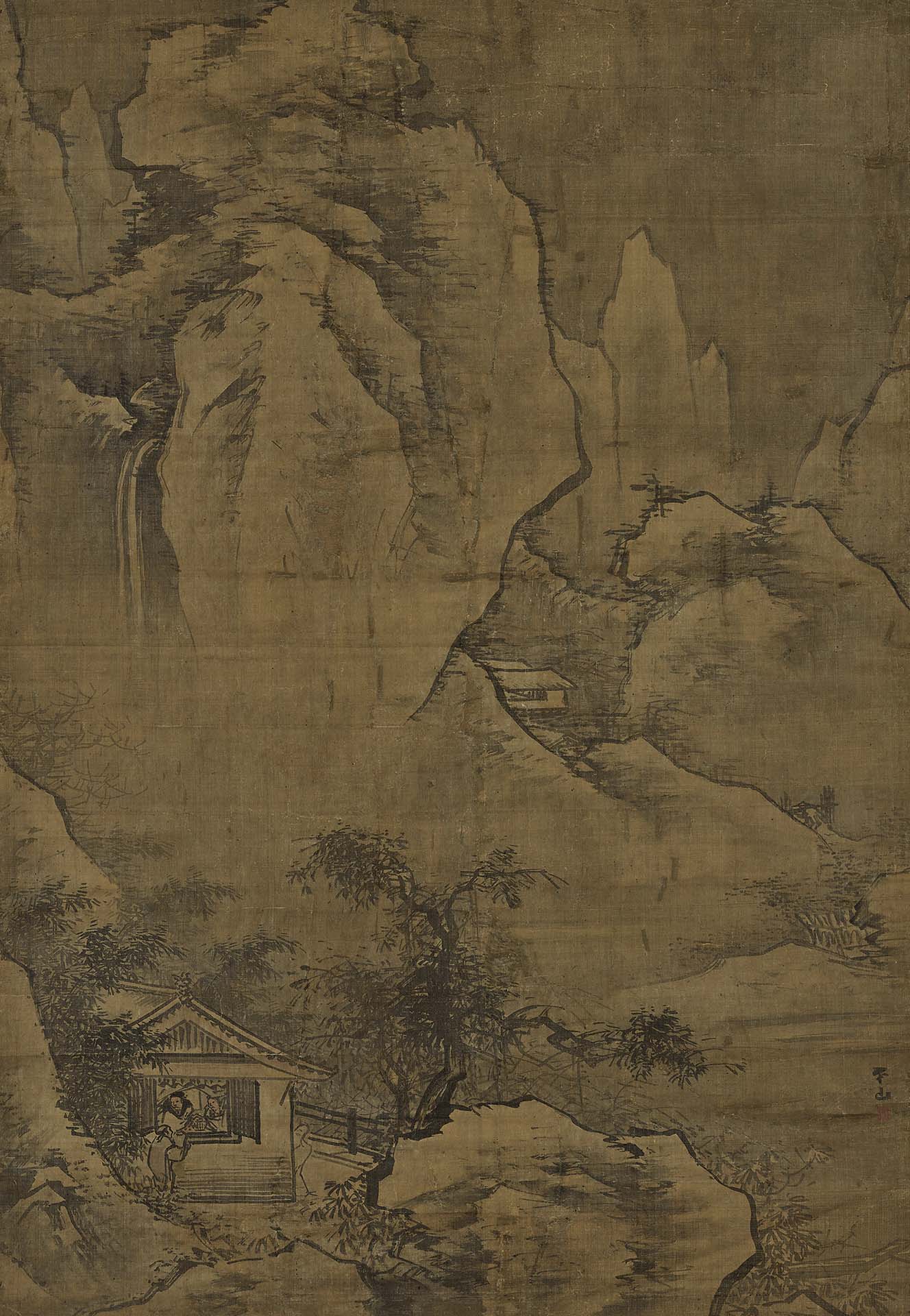 圖9 明 張路〈道院馴鶴圖〉，絹本水墨淡彩，140×97公分，橋本末吉舊藏，橋本太乙捐贈，東京國立博物館藏。