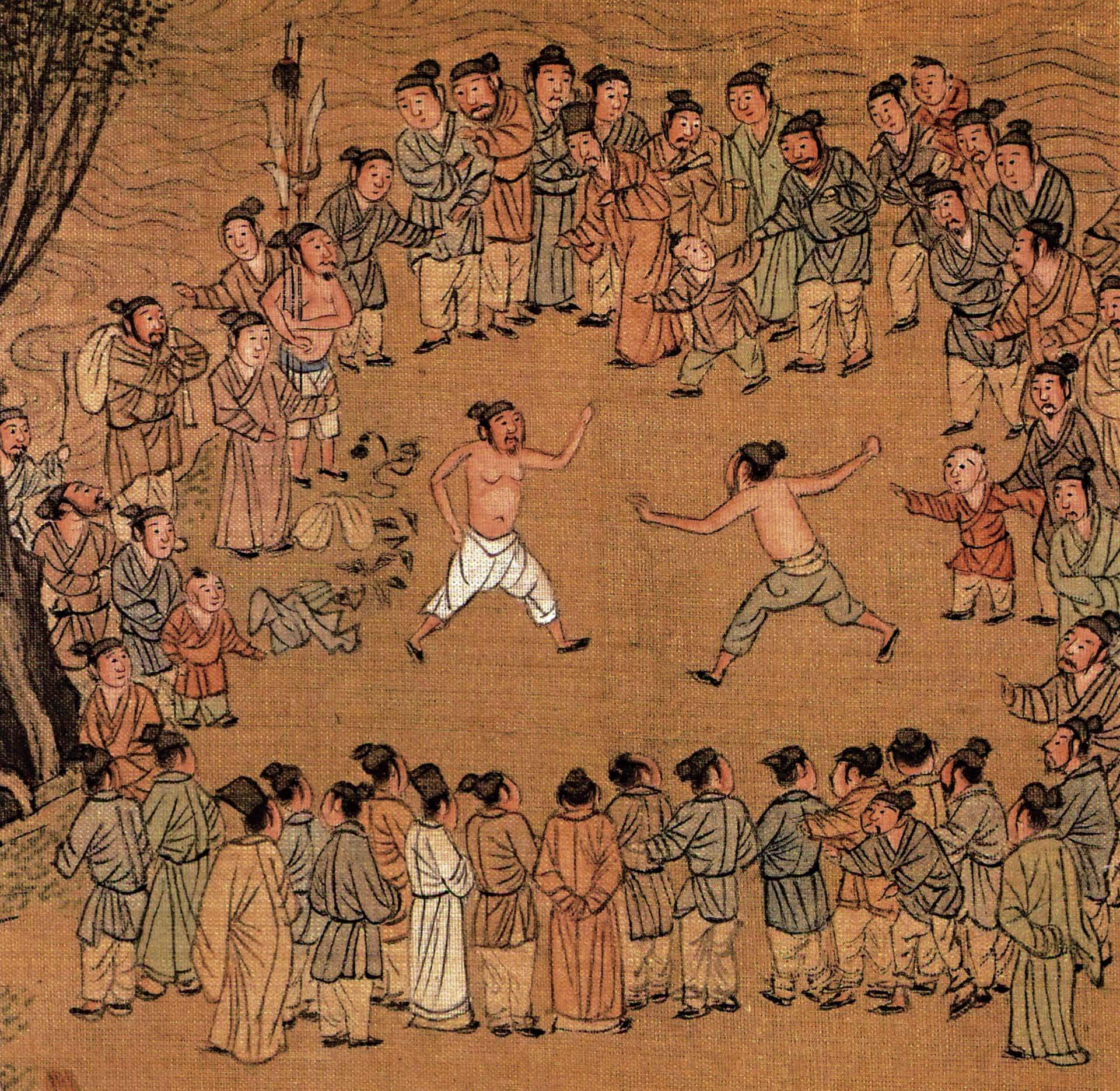 傳明 仇英〈清明上河圖〉局部，絹本設色，31.3×1045公分，遼寧省博物館藏。圖引自上海博物館、遼寧省博物館《世貌風情：中國古代人物畫精品集I》，上海：上海古籍出版社，2008，頁80。