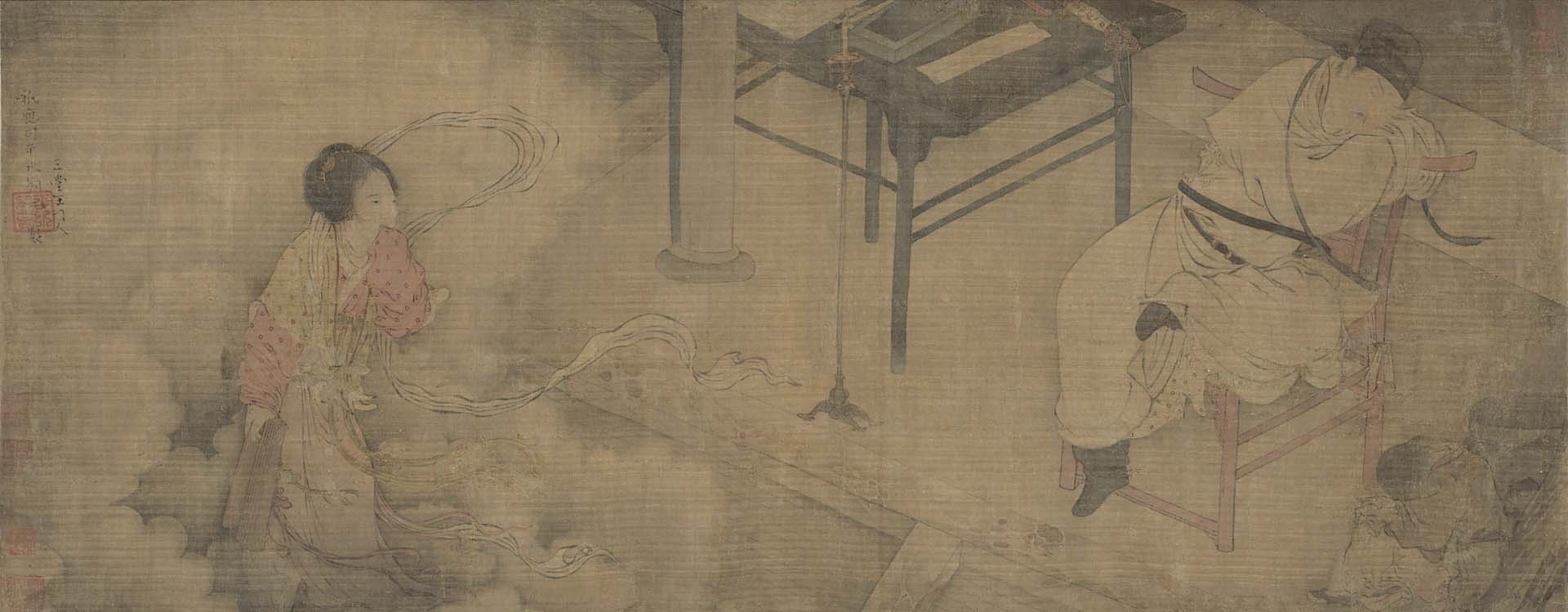 圖3&nbsp; 金 劉元〈司馬槱夢蘇小小圖〉，絹本設色，30×411.2公分，美國辛辛那提藝術博物館藏。