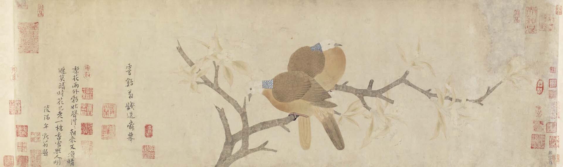 圖4 宋 錢選〈梨花鳩鳥圖〉，紙本設色，30.5×97.8公分，美國辛辛那提藝術博物館藏。