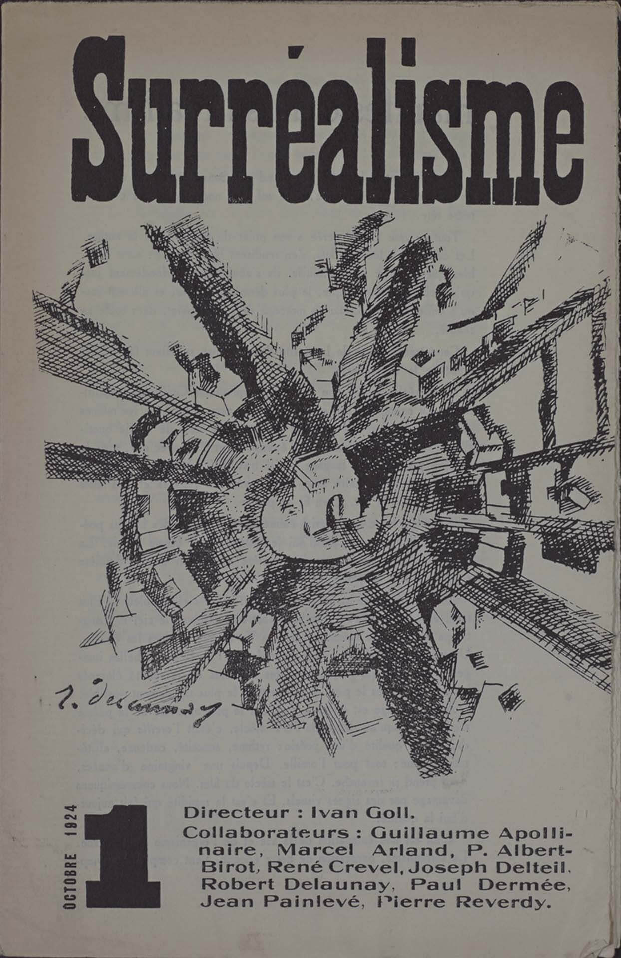 1924年出版，由羅伯特·德勞內（Robert Delaunay）設計的《超現實主義》，第一卷之封面。（Public Domain）