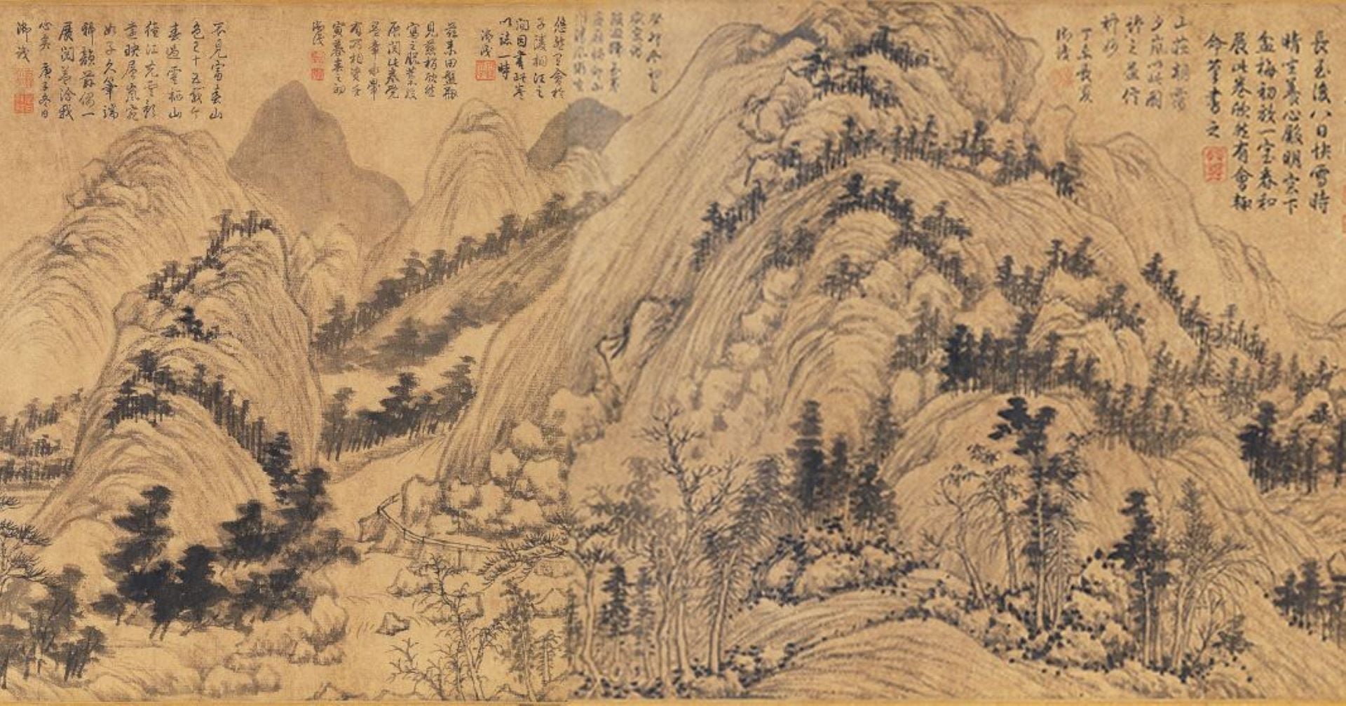 元 黃公望《富春山居圖》（子明本 局部），長589.2公分，國立故宮博物院藏。（©國立故宮博物院）