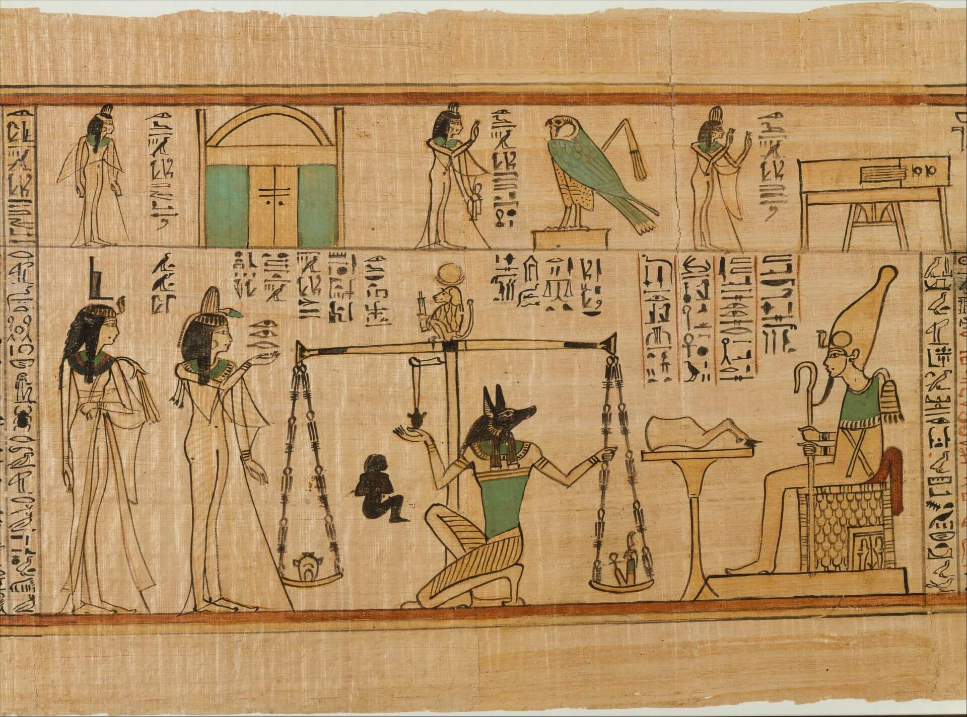 《阿蒙·納尼的死者之書》（Book of the Dead&nbsp;for the Chantress of Amun Nauny）局部，西元前1050年左右，長521.5公分、高35公分，大都會藝術博物館藏。（Public Domain…