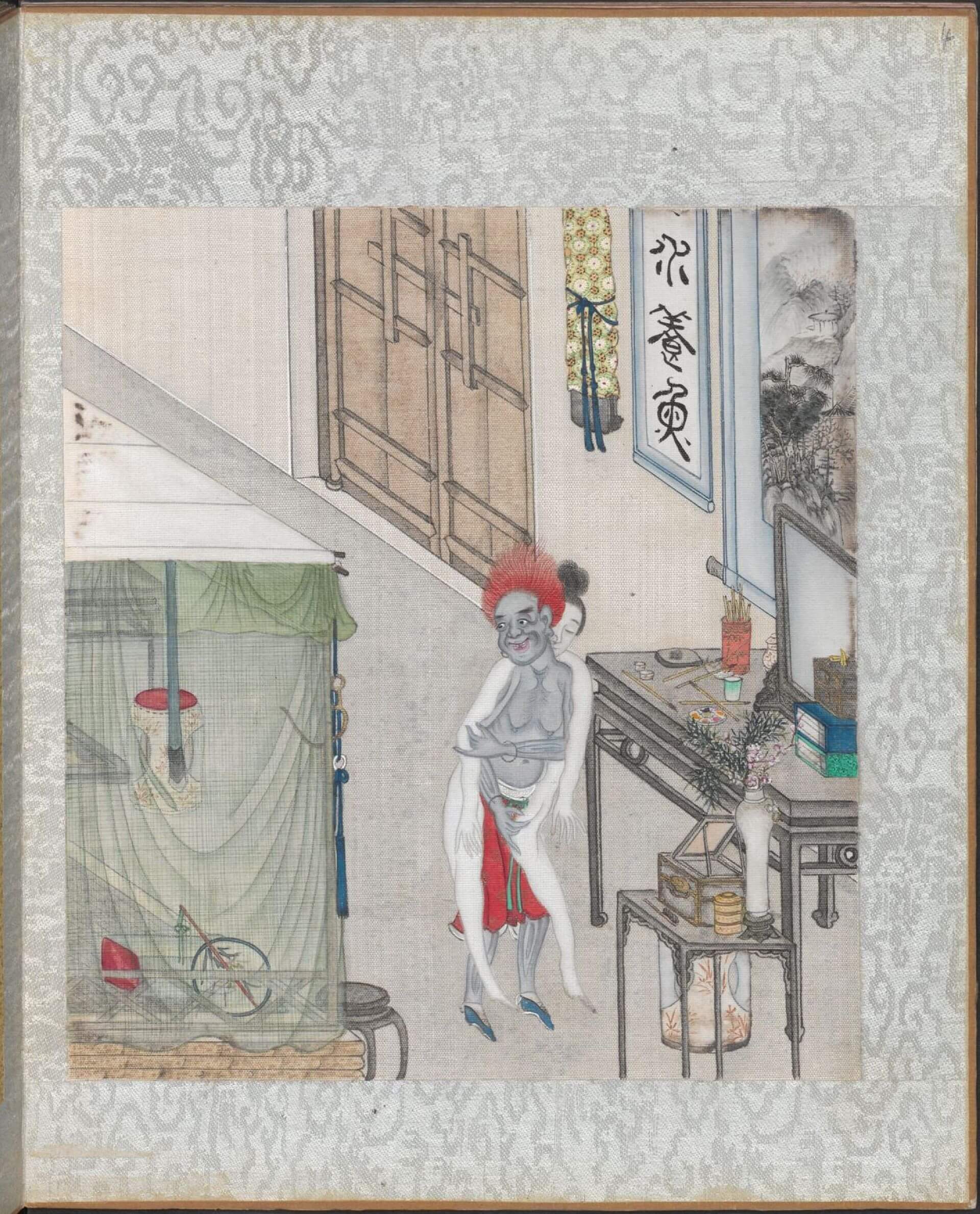 清代《聊齋全圖》第8冊，〈畫皮〉，奧地利國家圖書館藏。（Public Domain）