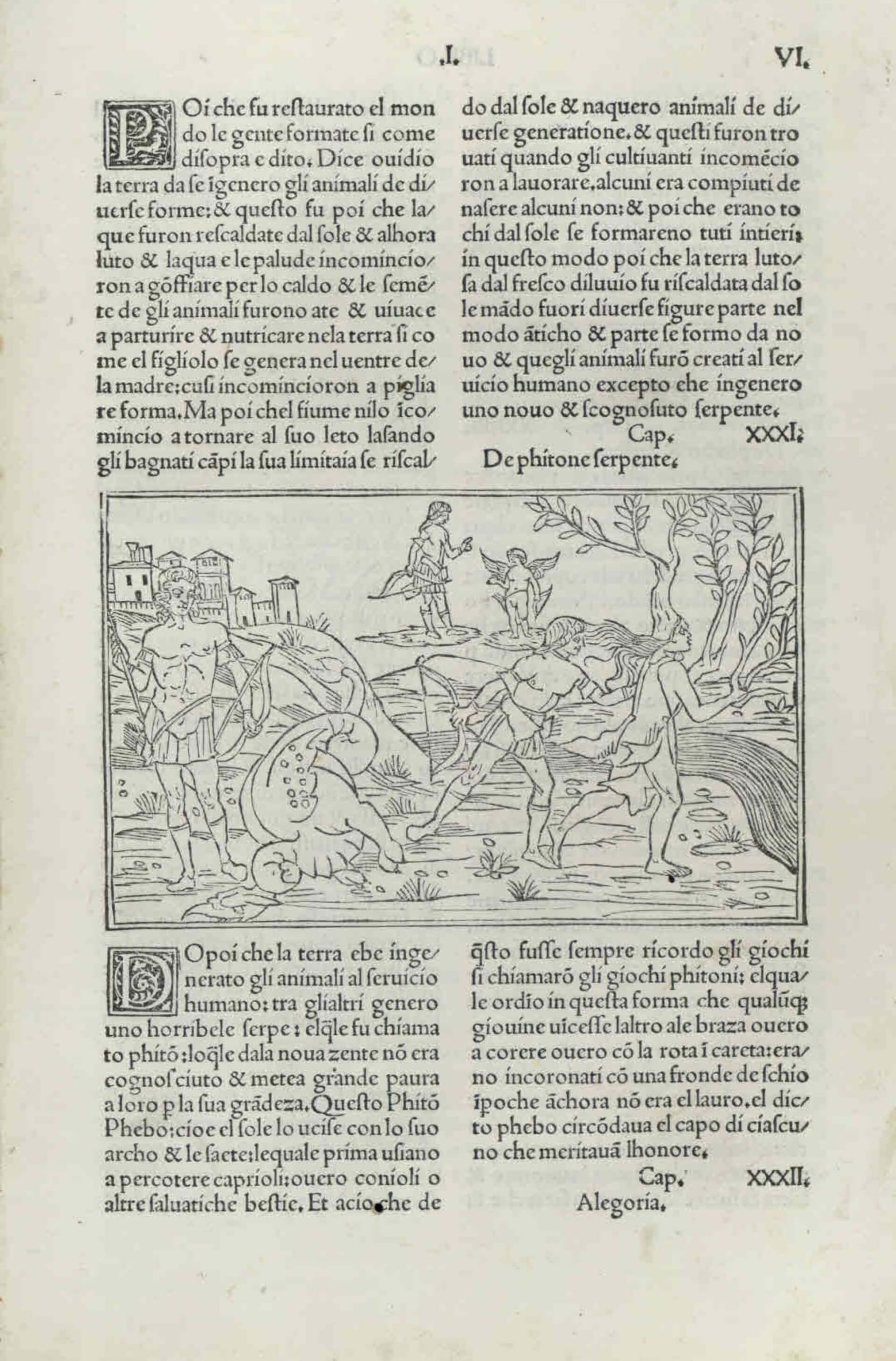 1497年威尼斯出版《變形記》中「阿波羅與達芙妮（Apollo and Daphne）」故事插圖中，達芙妮的雙手慢慢化為樹枝，且長出樹葉。（Public Domain）