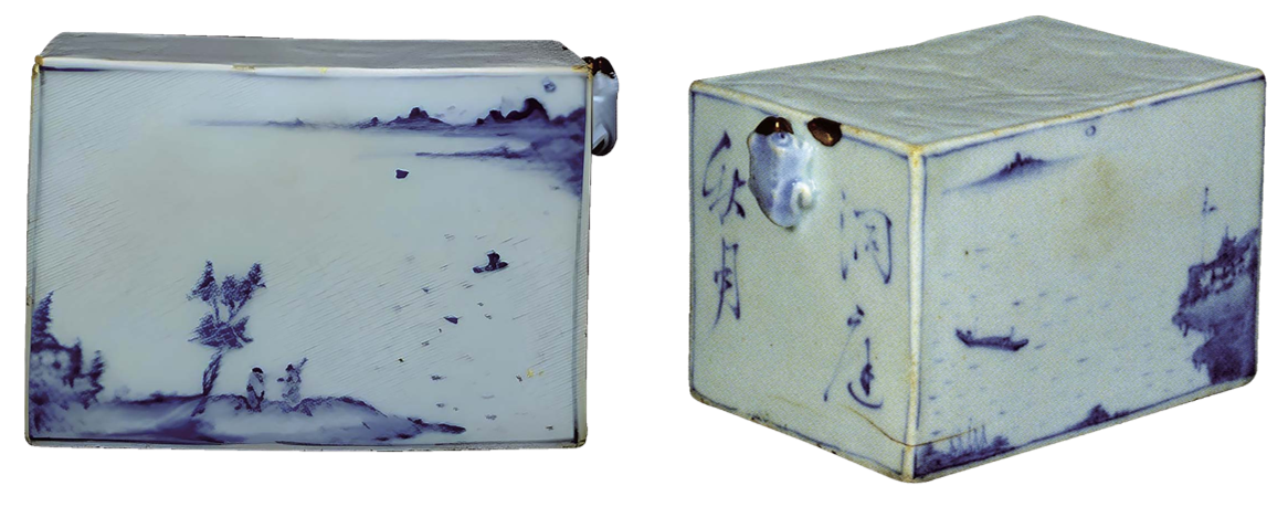 圖10 朝鮮18世紀〈青花山水紋長方形水滴〉，8.9×18.9×9公分，大阪市立東洋陶磁美術館藏。