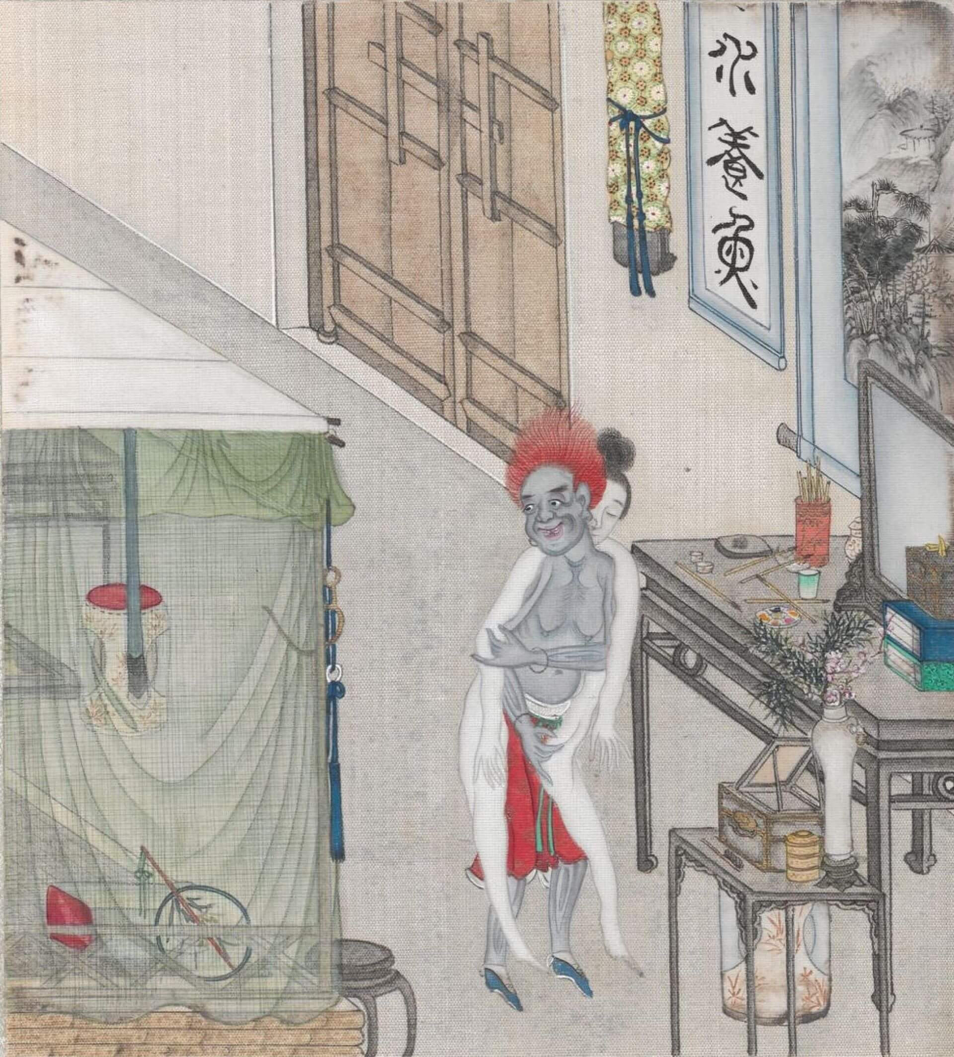 清代繪本《聊齋全圖》第8冊，〈畫皮〉，奧地利國家圖書館藏。（Public Domain）