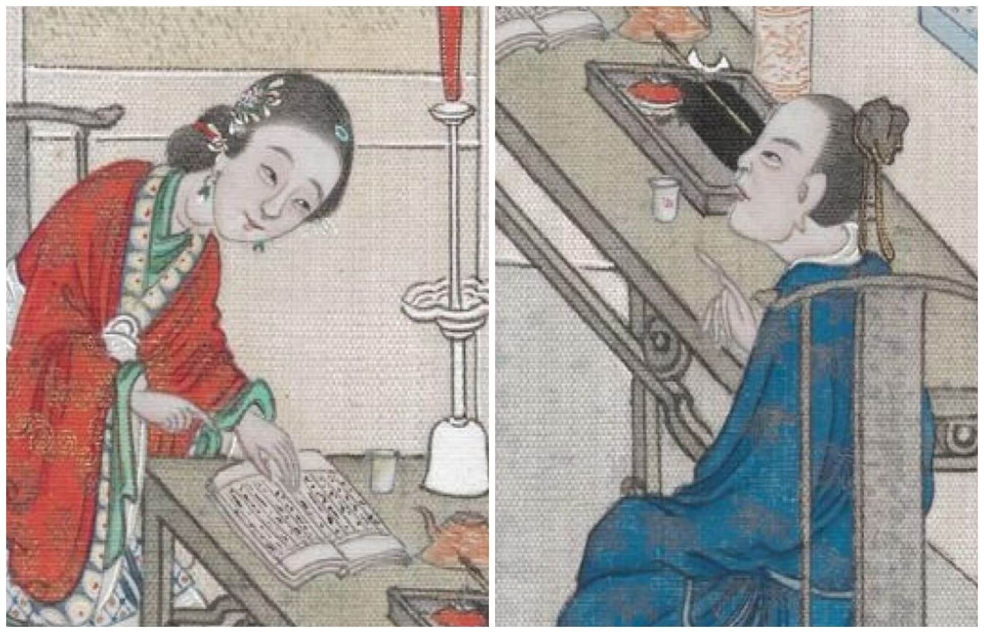 清代繪本《聊齋全圖》第11冊，〈聶小倩〉局部，奧地利國家圖書館藏。（Public Domain）