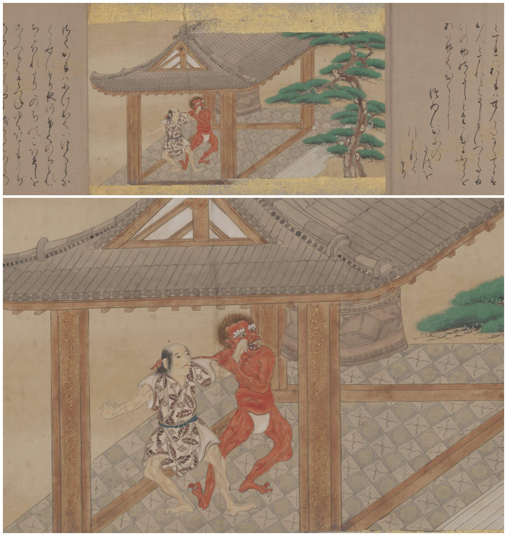 《元興寺緣起》局部，1661-1673年，紙本設色，1111×33公分，柏林國立圖書館藏（©柏林國立圖書館）