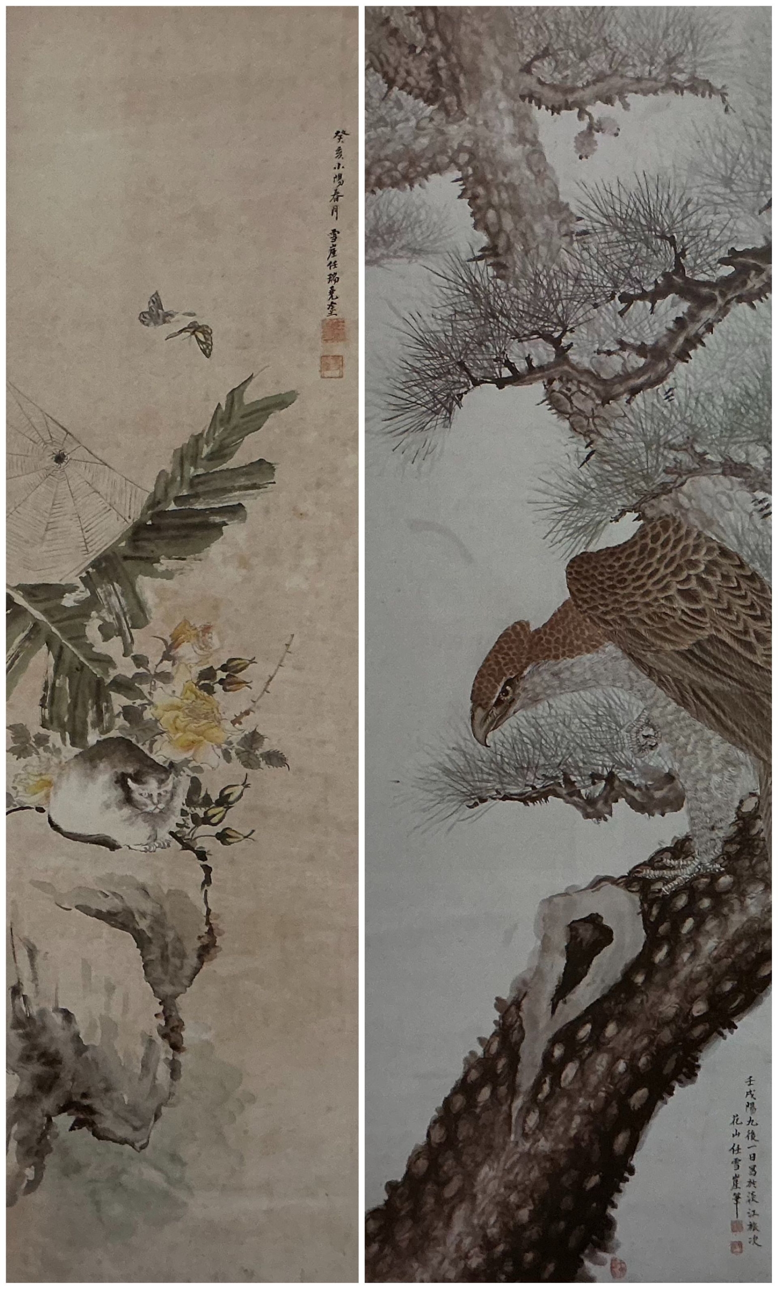 任瑞堯，《薔薇貓蝶圖》，1923，私人收藏。（《世外遺音：木下靜涯舊藏畫稿作品資料研究》）