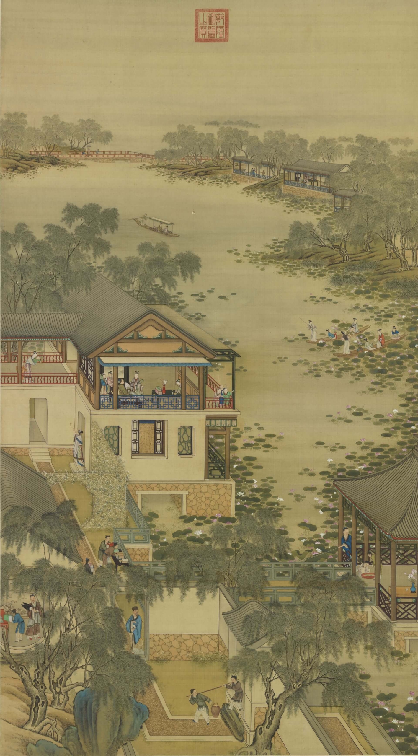 國寶 清畫院《畫十二月月令圖》六月，絹本設色，175×97公分，國立故宮博物院藏。（©國立故宮博物院）