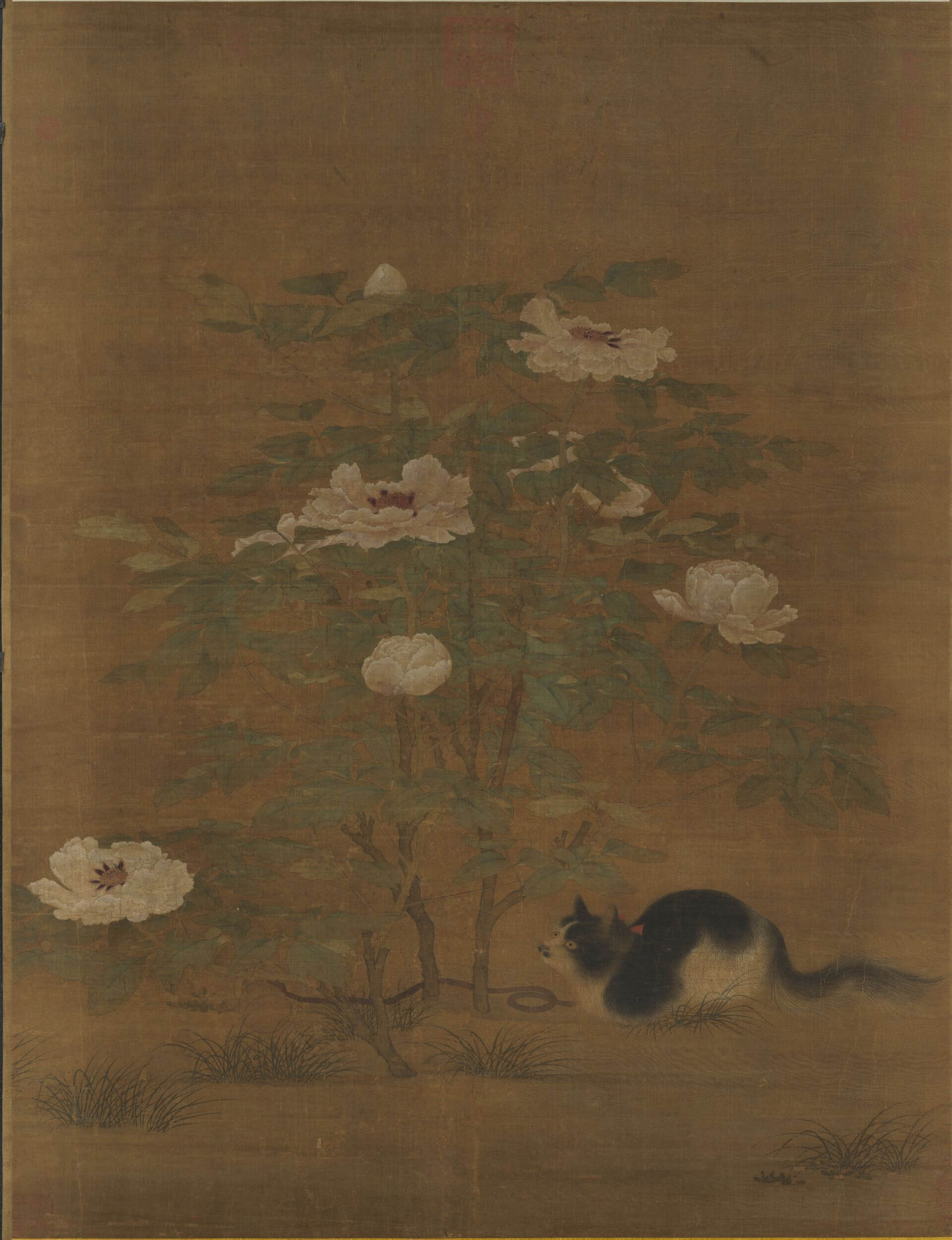 國寶 宋人《富貴花狸》，絹本設色，141×107.3公分，國立故宮博物院藏。（©國立故宮博物院）