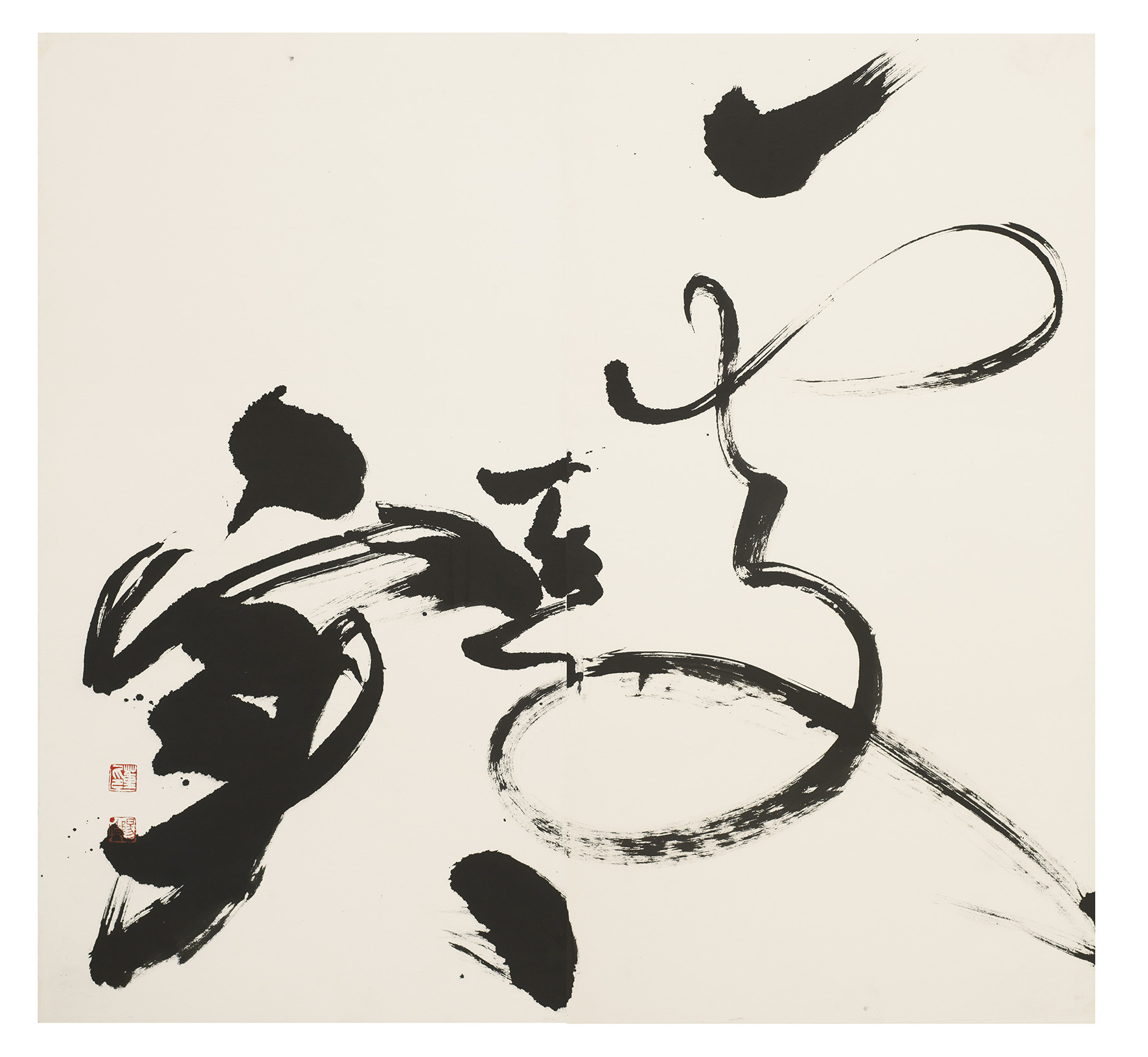 羲之堂呈現董陽孜《處其實》,水墨紙本,144×76 cm×2,2013。(ART TAIPEI台北國際藝術博覽會提供)