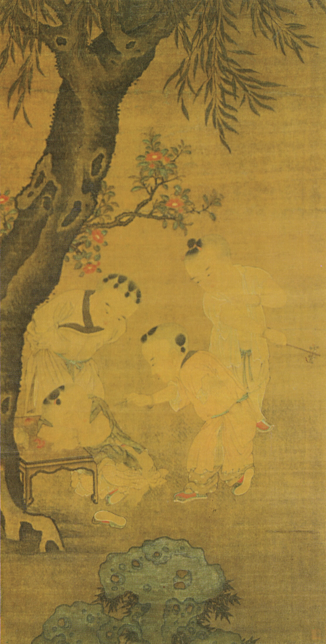 16世紀明代〈柳樹嬰戲圖〉軸（136.9×71.2厘米），佛利爾美術館藏。