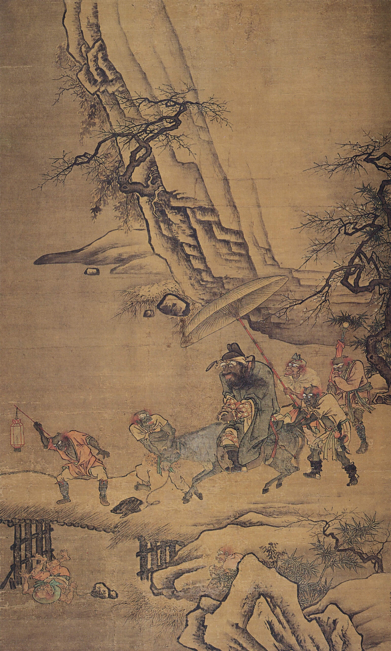16世紀明代戴進〈鍾馗雪夜出巡圖〉（197.5×118.7厘米，局部），佛利爾美術館藏。