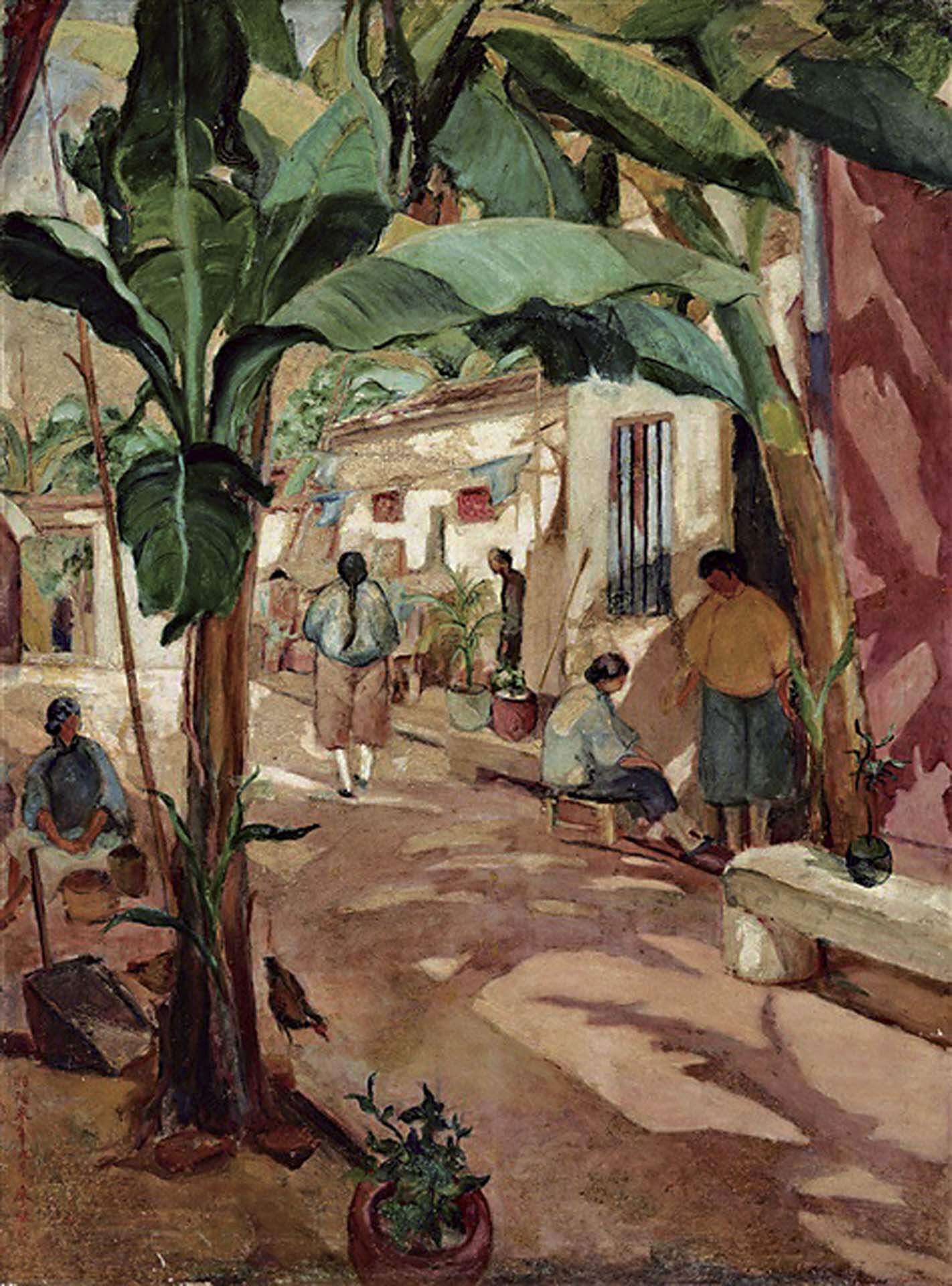 廖繼春，《有香蕉樹的院子》，畫布油彩，130×97 cm，1928，臺北市立美術館典藏。（臺北市立美術館提供）