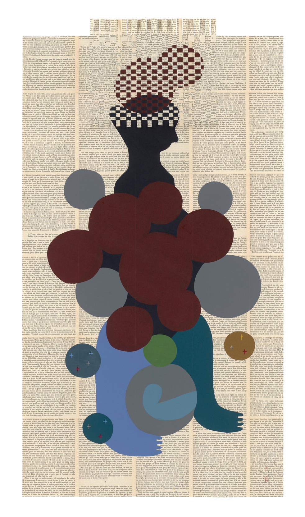 吳耿禎，《篝火-編織-141》，2024，紙、塑料紙、水彩顏料，88×48cm。（尊彩藝術中心提供）