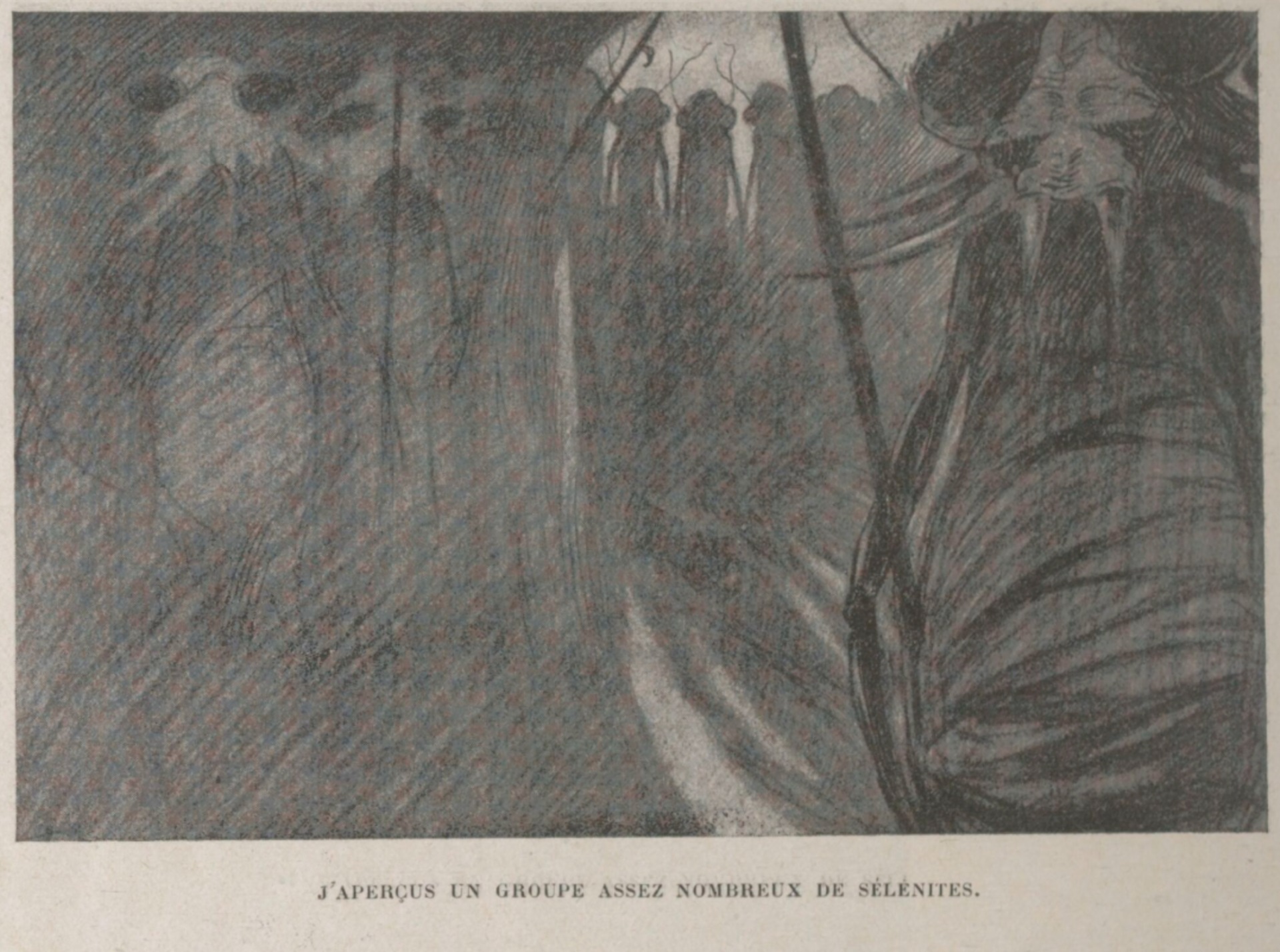 喬治．威爾斯（H. G. Wells, 1866-1946），《登月先鋒》（Les premiers hommes dans la lune）中描述月球上的半人半蟲「塞勒尼特」（Sélénite），法譯版由Henry-D. Davray翻譯…