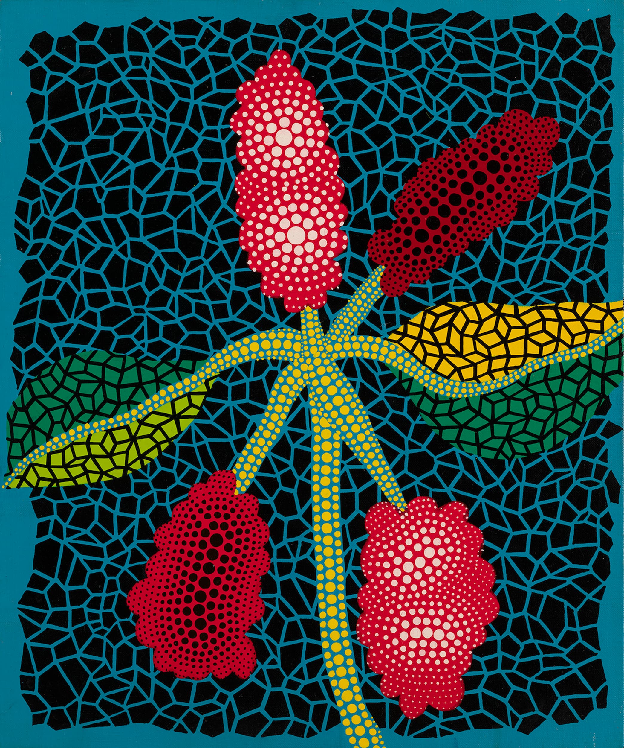 草間彌生,《花》,1989,45.5 × 38.0 cm,壓克力彩、畫布。(W Collection,北師美術館提供)