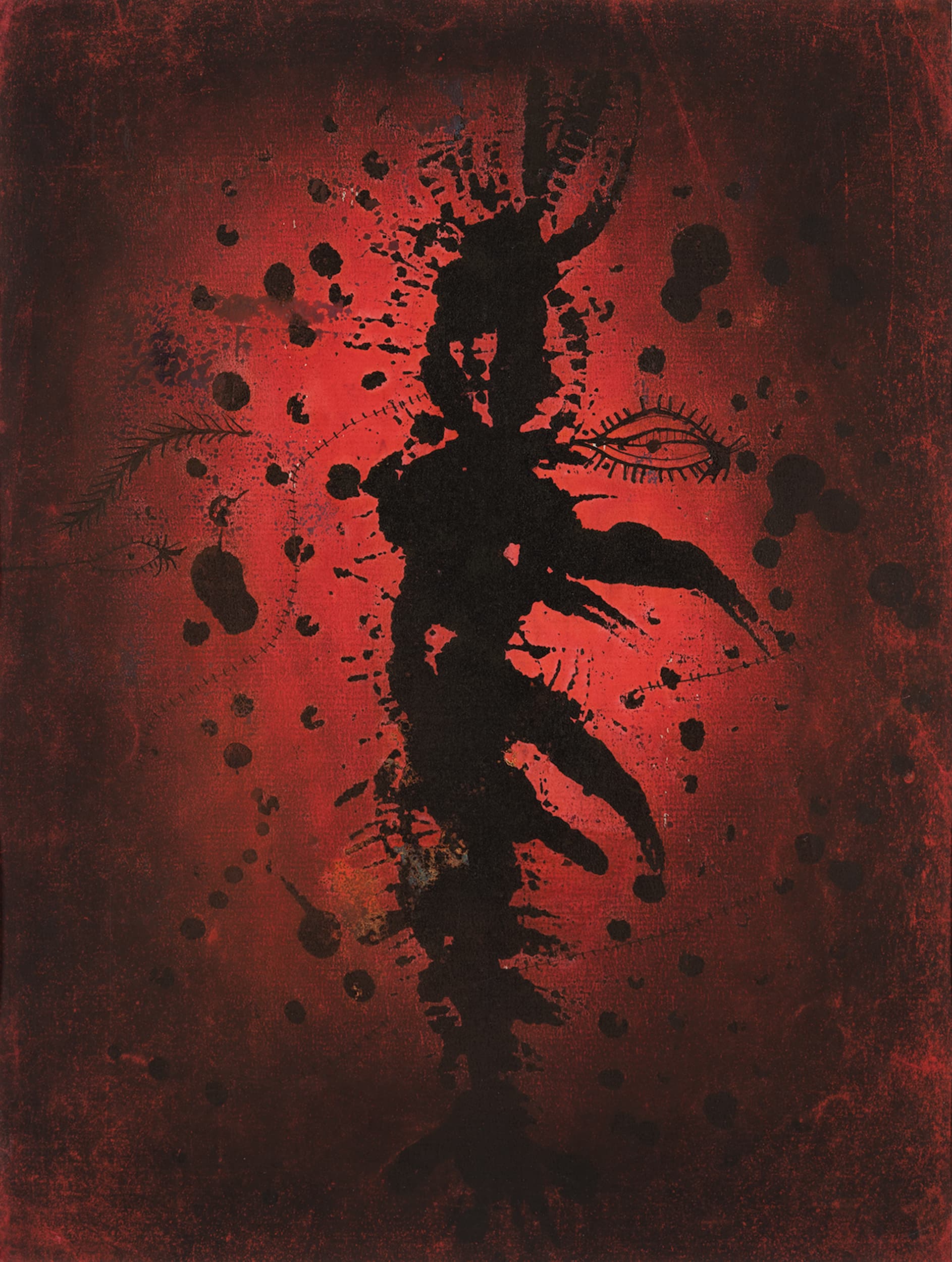 草間彌生,《自畫像》,1953,29.5 × 22.4 cm,粉彩、墨水、紙。(W Collection,北師美術館提供)
