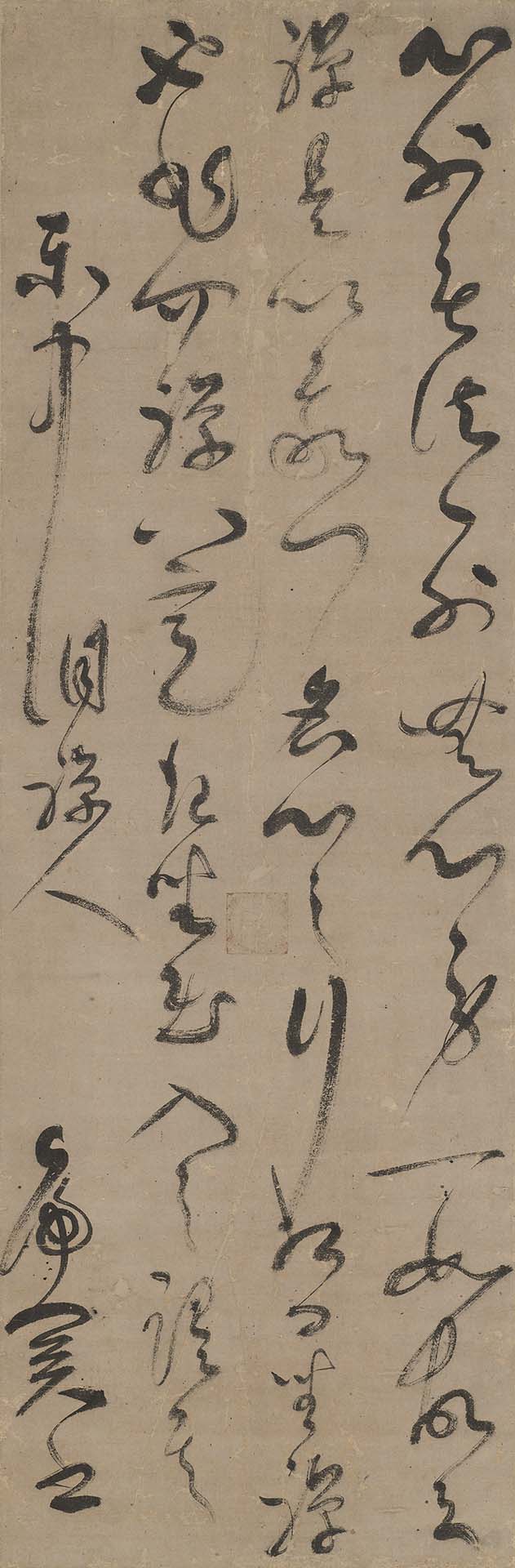 圖1 重要文化財 南北朝時代 虎關師鍊〈法語〉，紙本水墨，104.2×34.11公分，大和文華館藏。